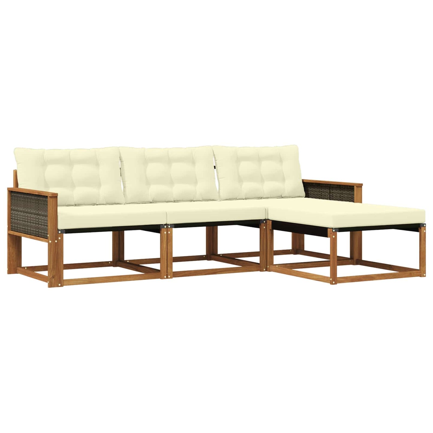 Outdoor-Sofagarnitur 4 stk. Natur und Creme