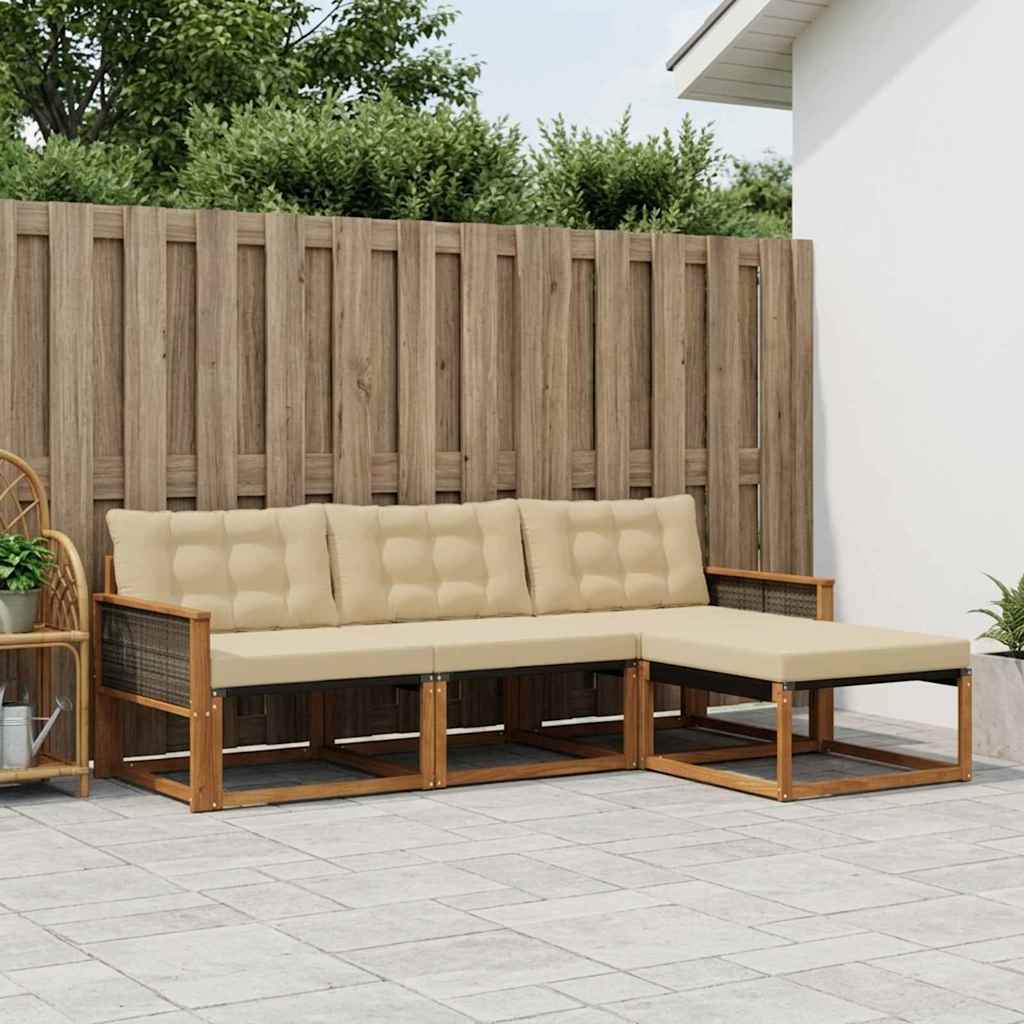 Outdoor-Sofagarnitur 4 stk. Natur und Beige