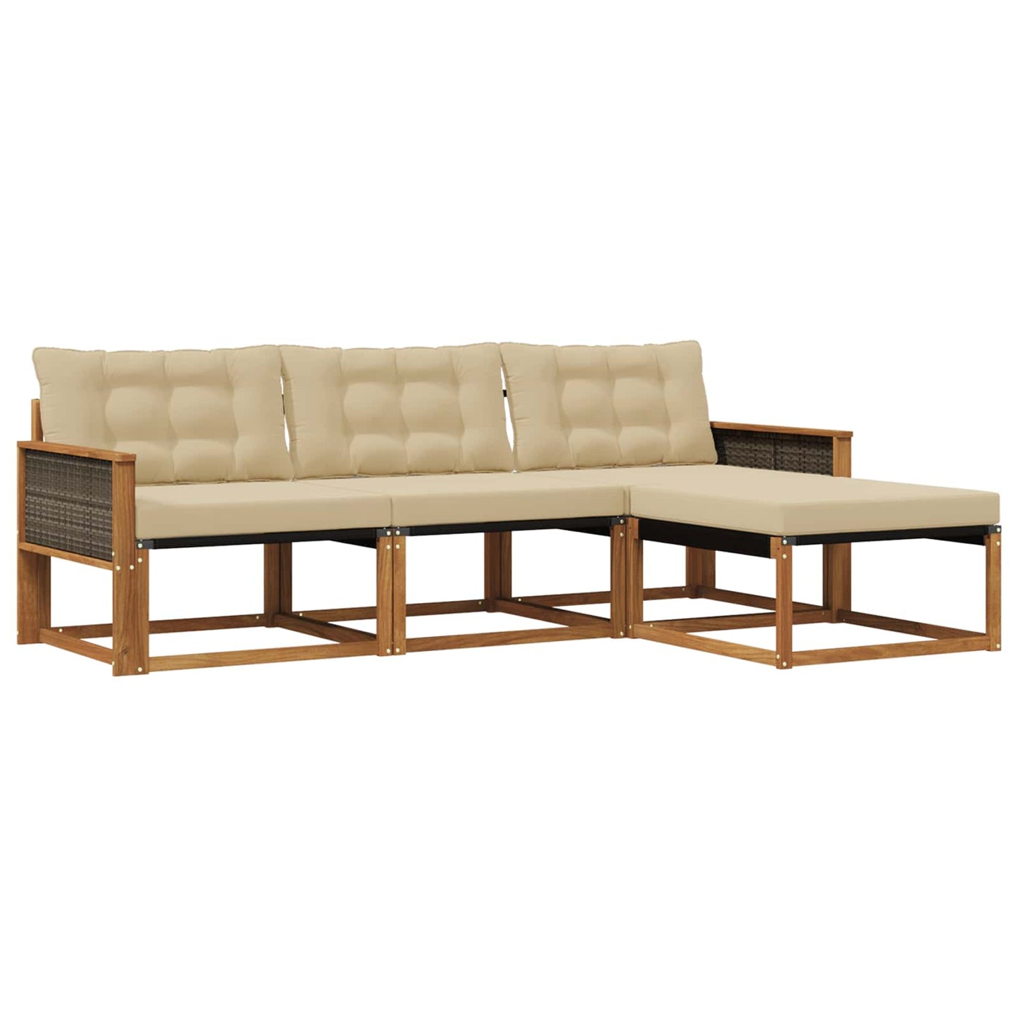 Outdoor-Sofagarnitur 4 stk. Natur und Beige