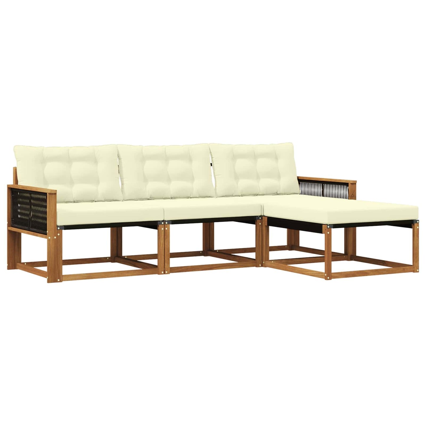 Outdoor-Sofagarnitur mit Kissen 4 pcs Natur und Creme