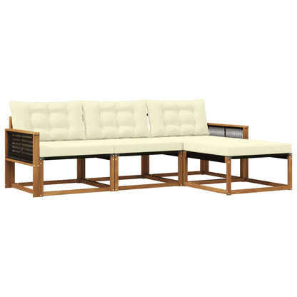 Outdoor-Sofagarnitur 4 stk. Natur und Creme