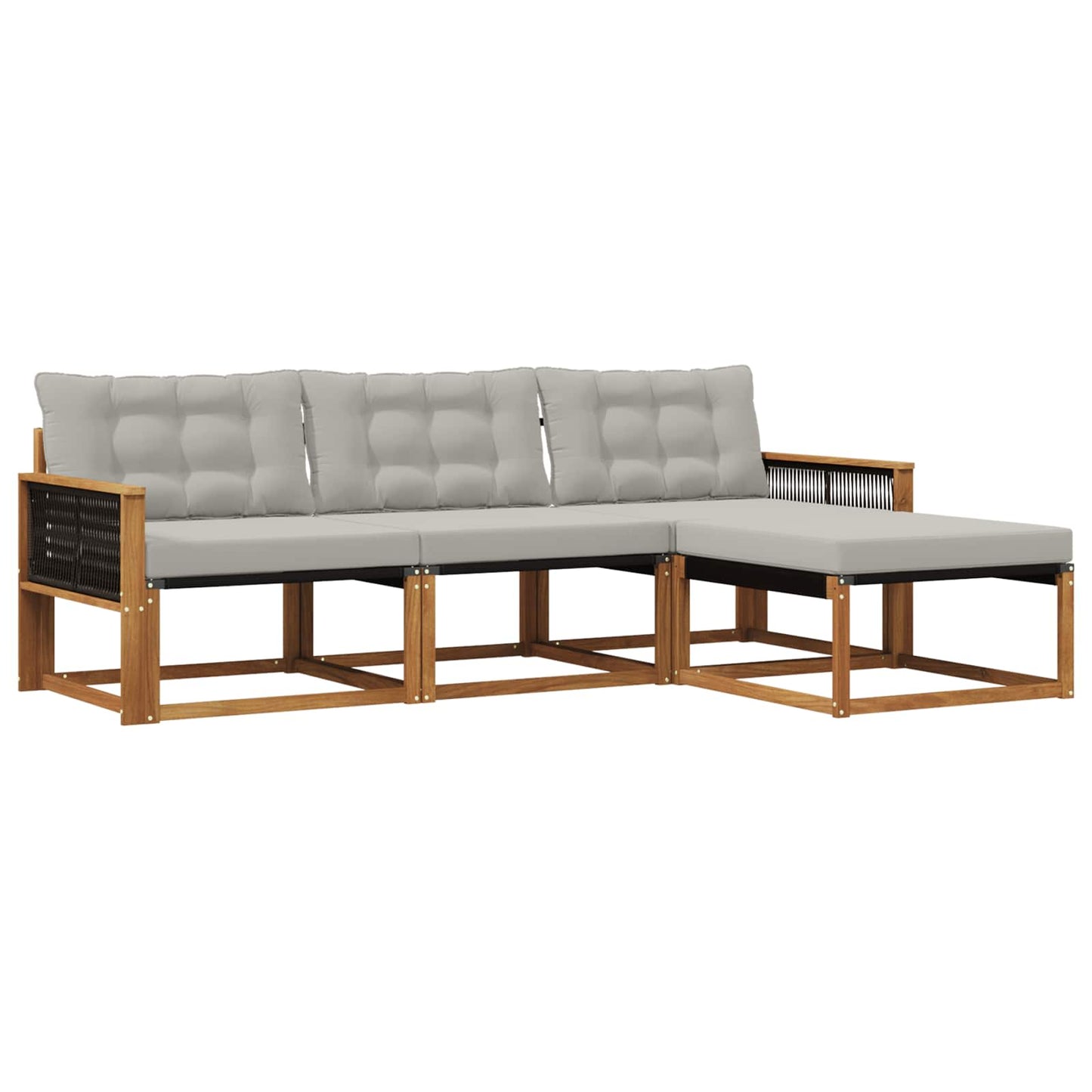 Outdoor-Sofagarnitur mit Kissen 4 pcs Natürlich und Hellgrau