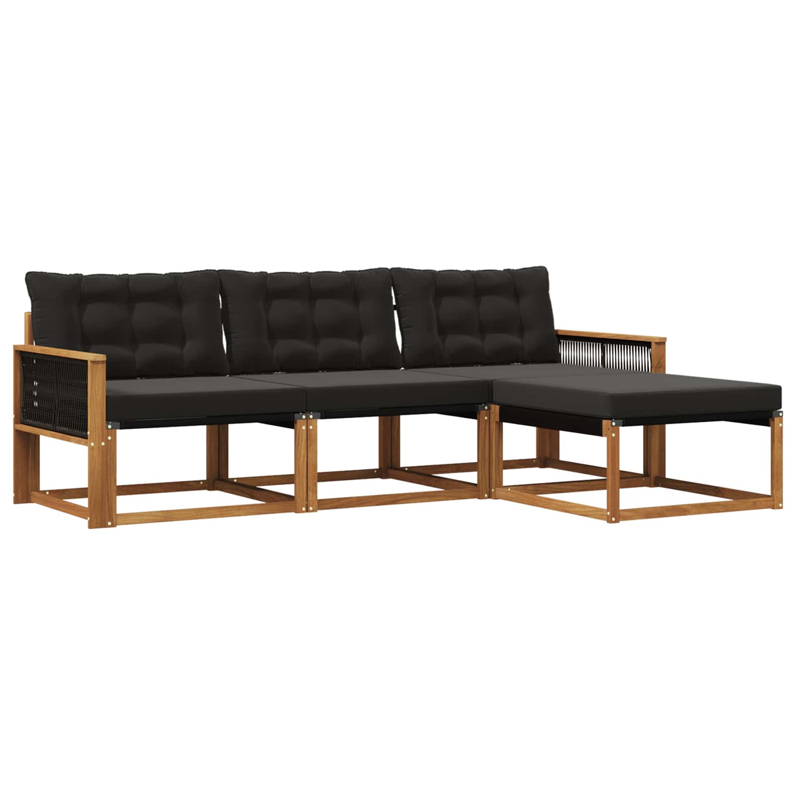 Outdoor-Sofagarnitur mit Kissen 4 pcs Natürlich und Schwarz