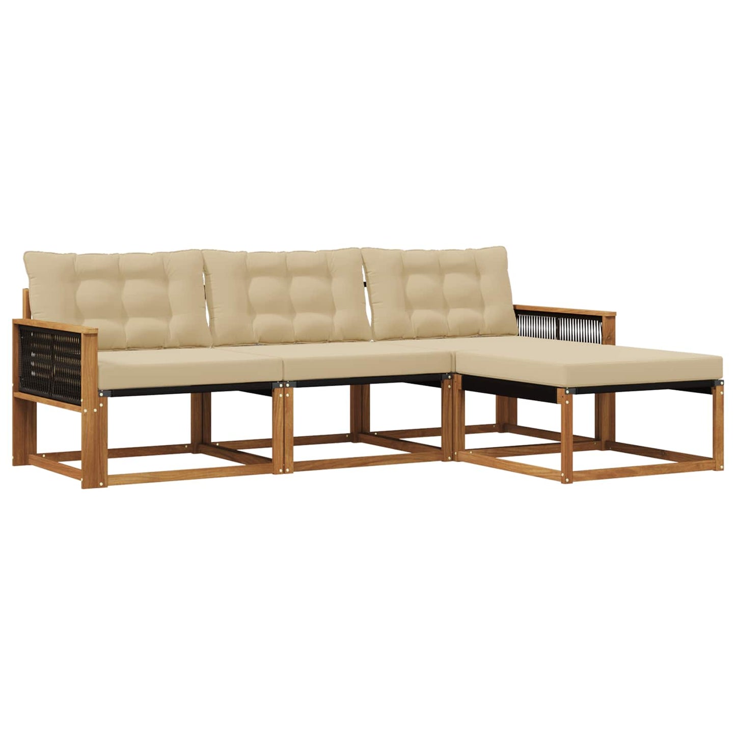 Outdoor-Sofagarnitur mit Kissen 4 pcs Natur und Beige