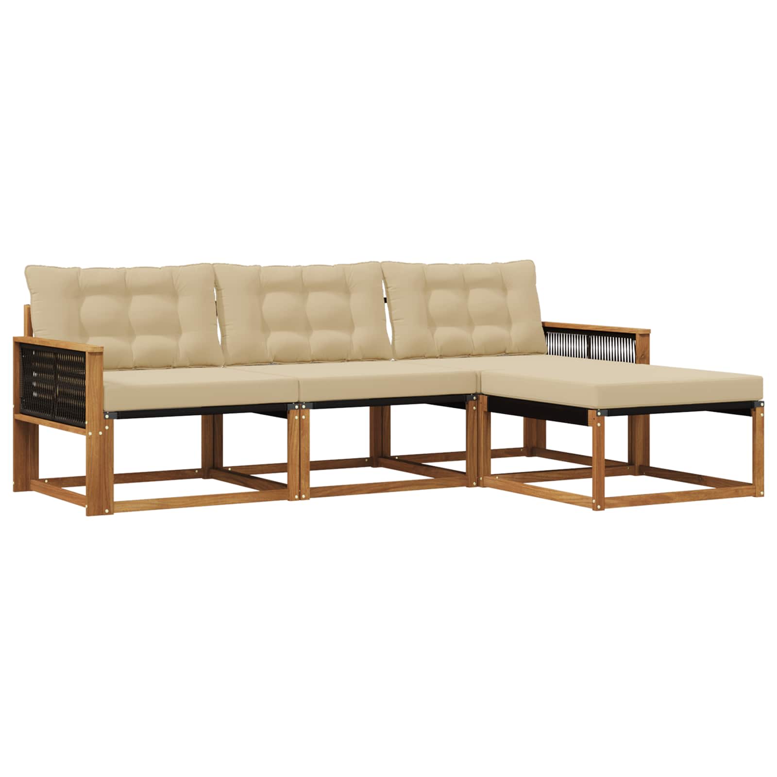 Outdoor-Sofagarnitur mit Kissen 4 pcs Natur und Beige