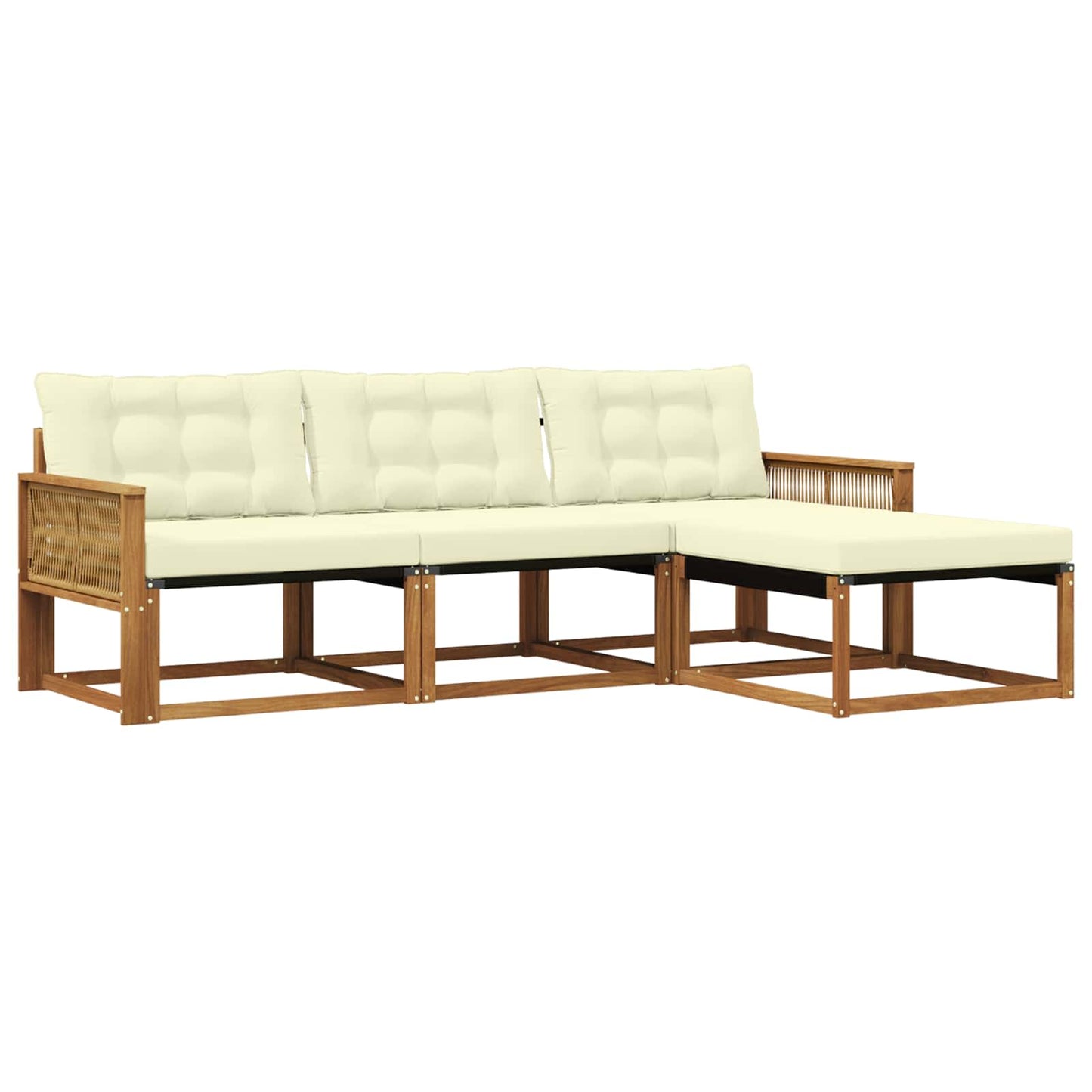 Outdoor-Sofagarnitur mit Kissen 4 pcs Natur und Creme