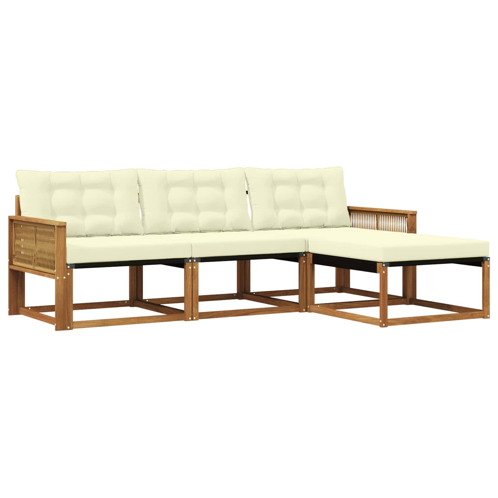 Outdoor-Sofagarnitur mit Kissen 4 pcs Natur und Creme