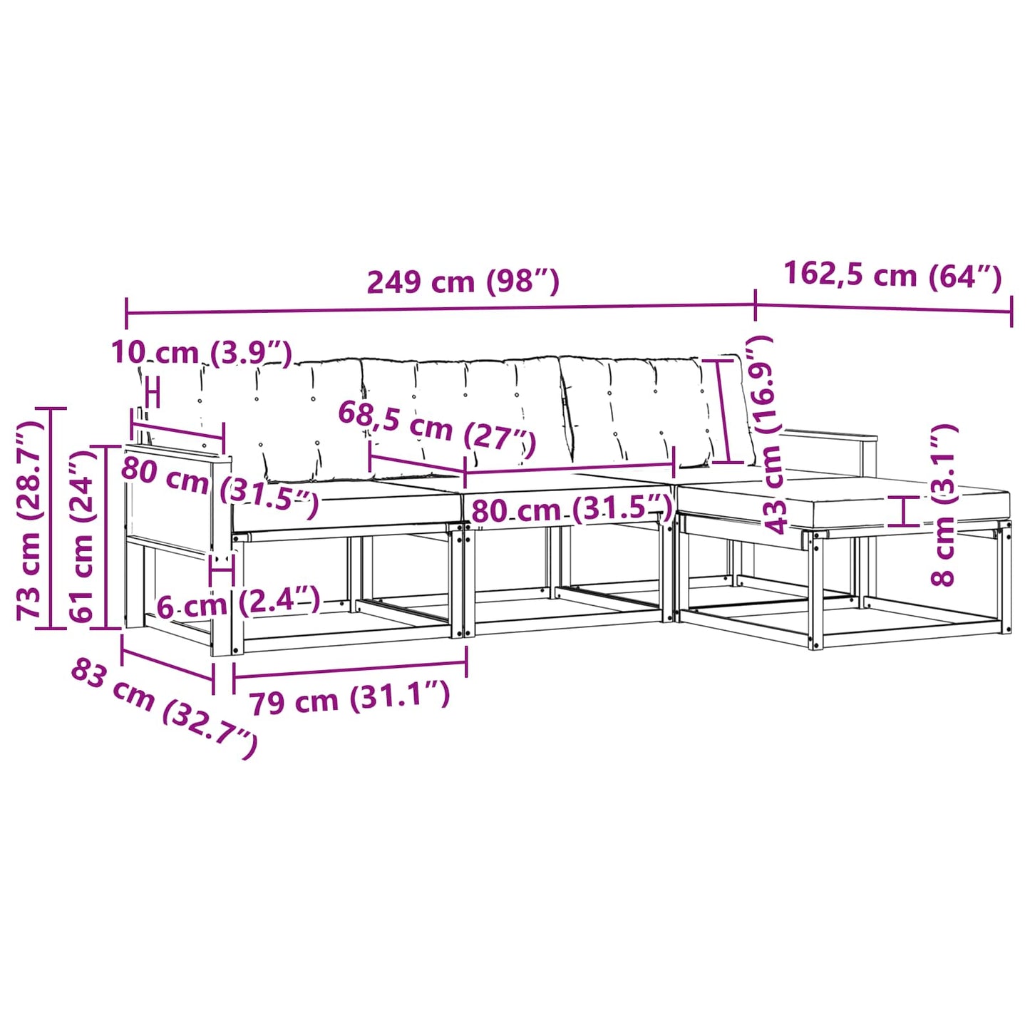 Outdoor-Sofagarnitur 4 stk. Natur und Creme
