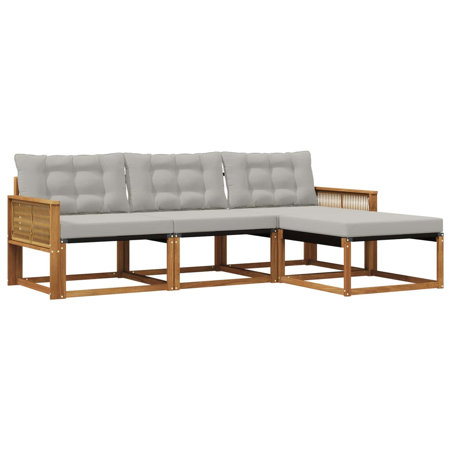 Outdoor-Sofagarnitur mit Kissen 4 pcs Natürlich und Hellgrau