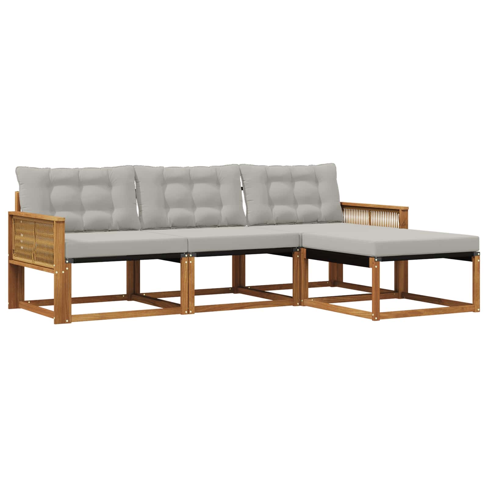 Outdoor-Sofagarnitur mit Kissen 4 pcs Natürlich und Hellgrau