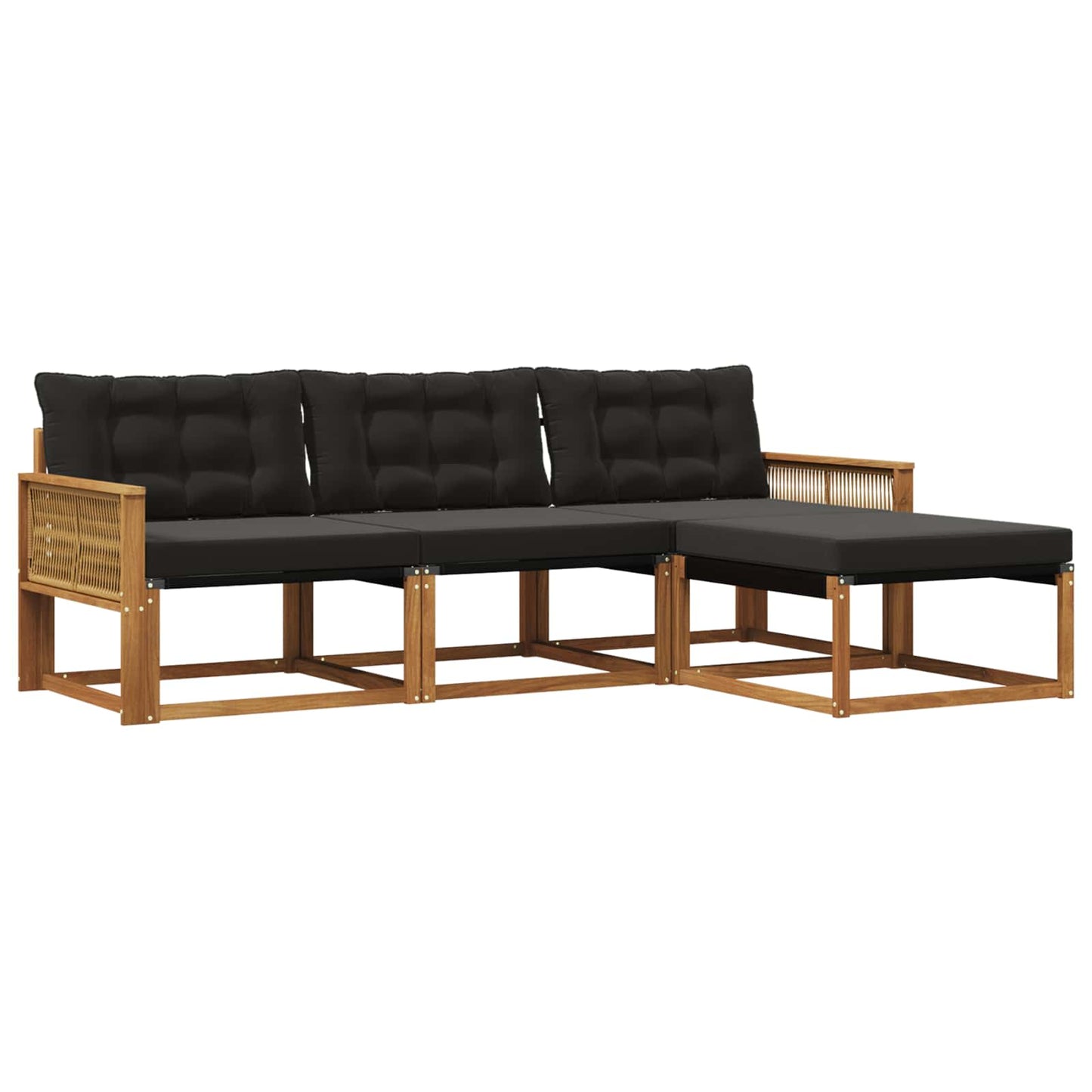 Outdoor-Sofagarnitur mit Kissen 4 pcs Natürlich und Schwarz