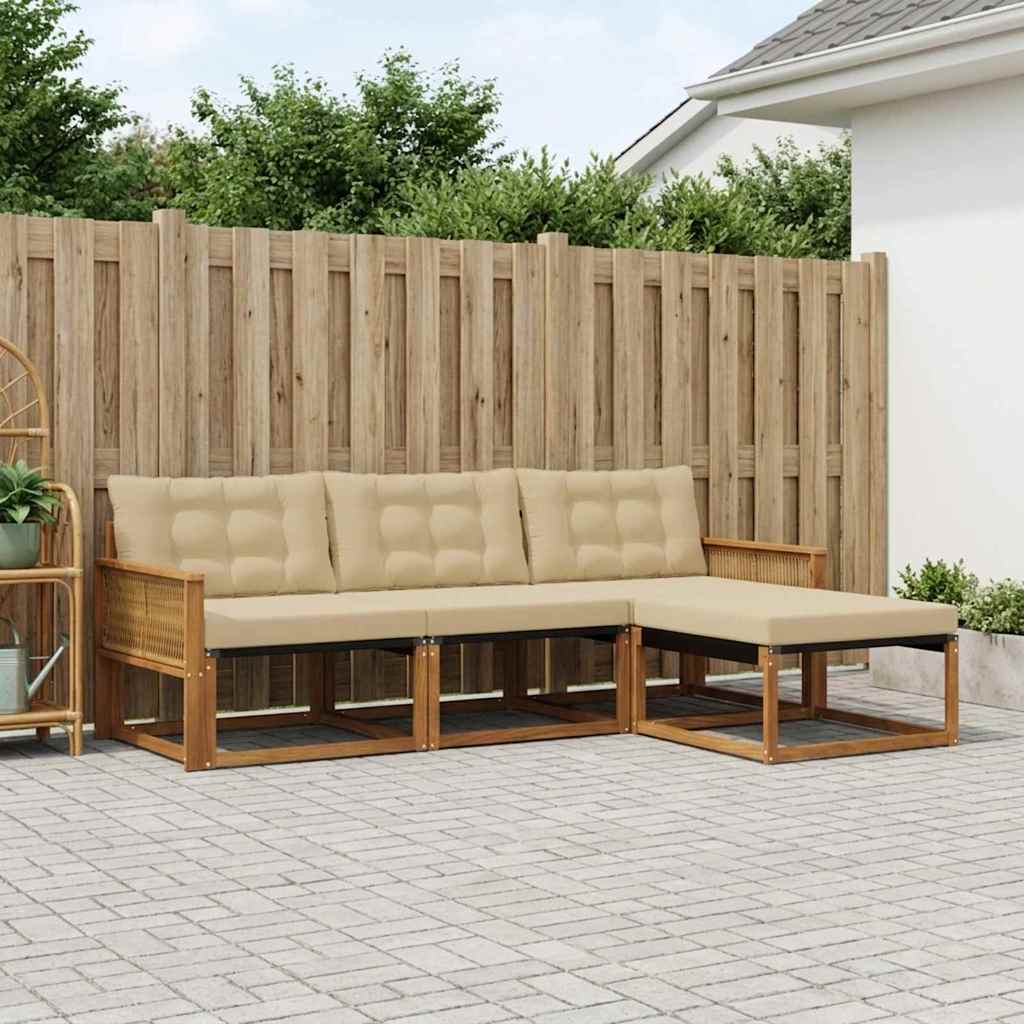 Outdoor-Sofagarnitur mit Kissen 4 pcs Natur und Beige