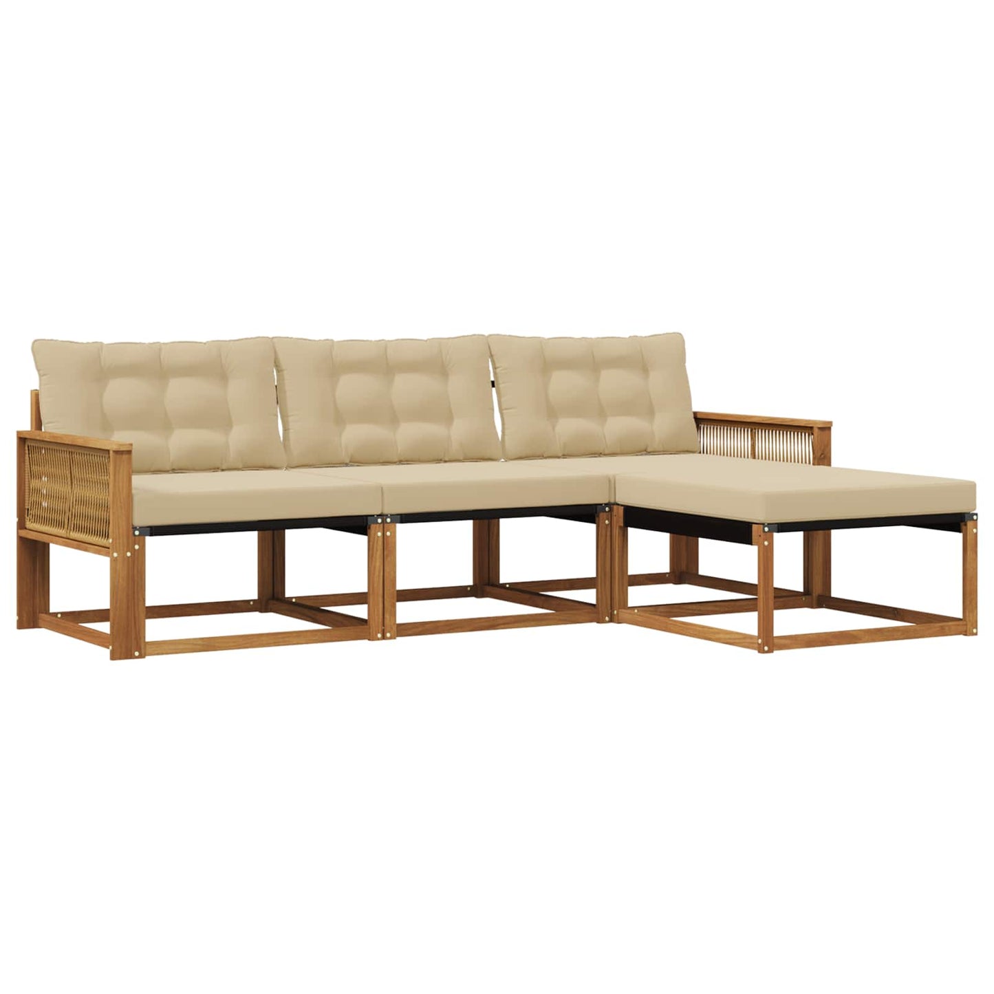 Outdoor-Sofagarnitur mit Kissen 4 pcs Natur und Beige