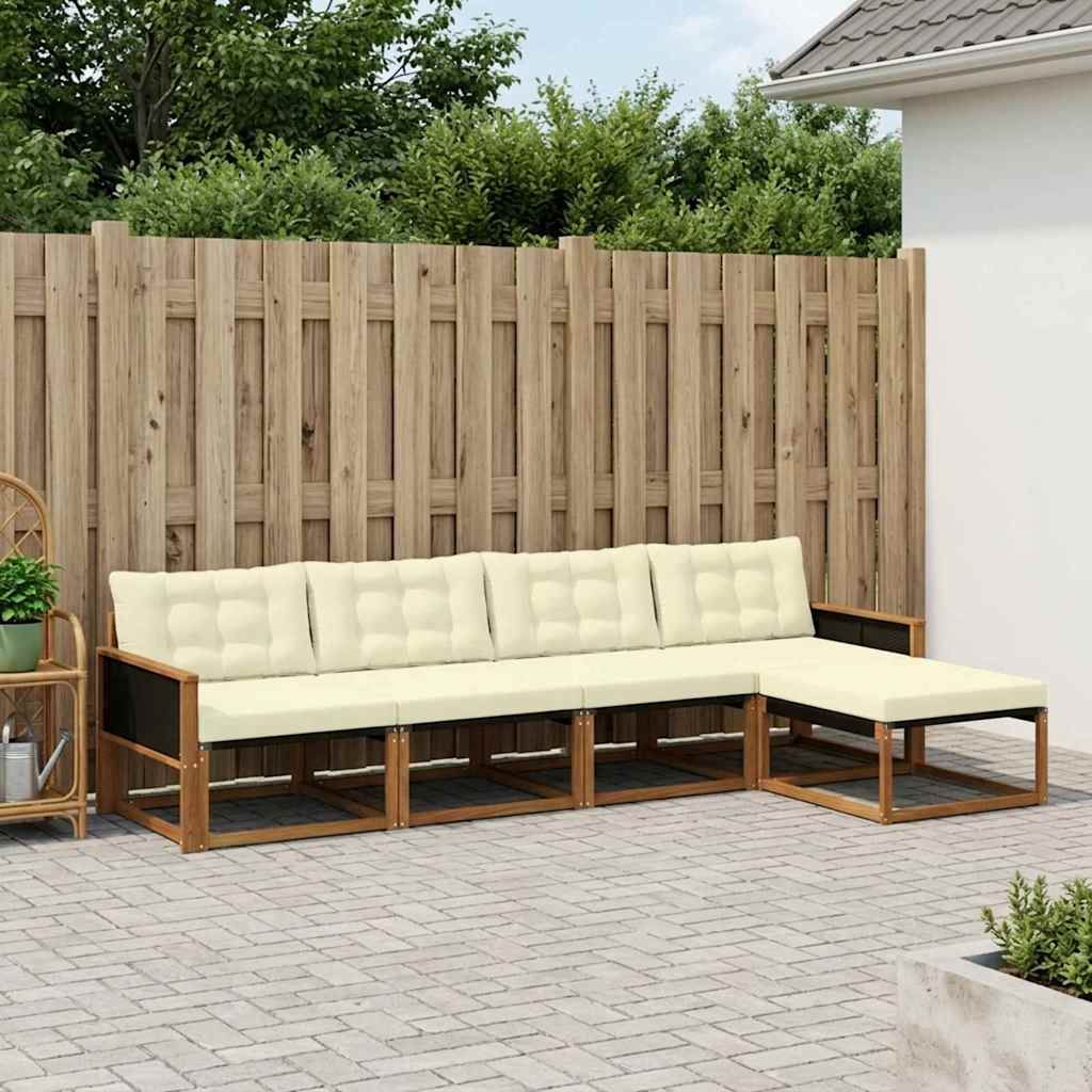 Outdoor-Sofagarnitur 5 stk. Natur und Creme