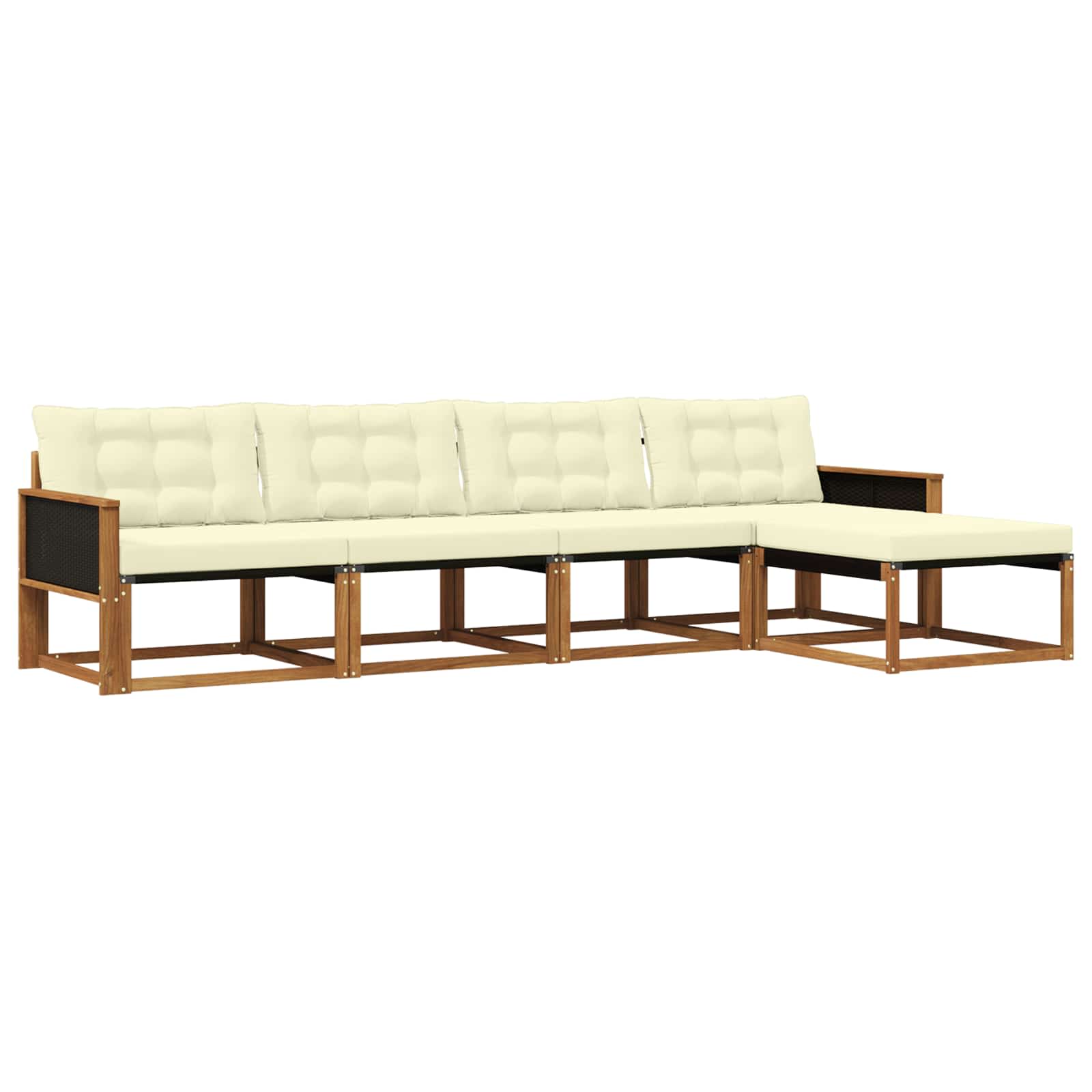 Outdoor-Sofagarnitur 5 stk. Natur und Creme