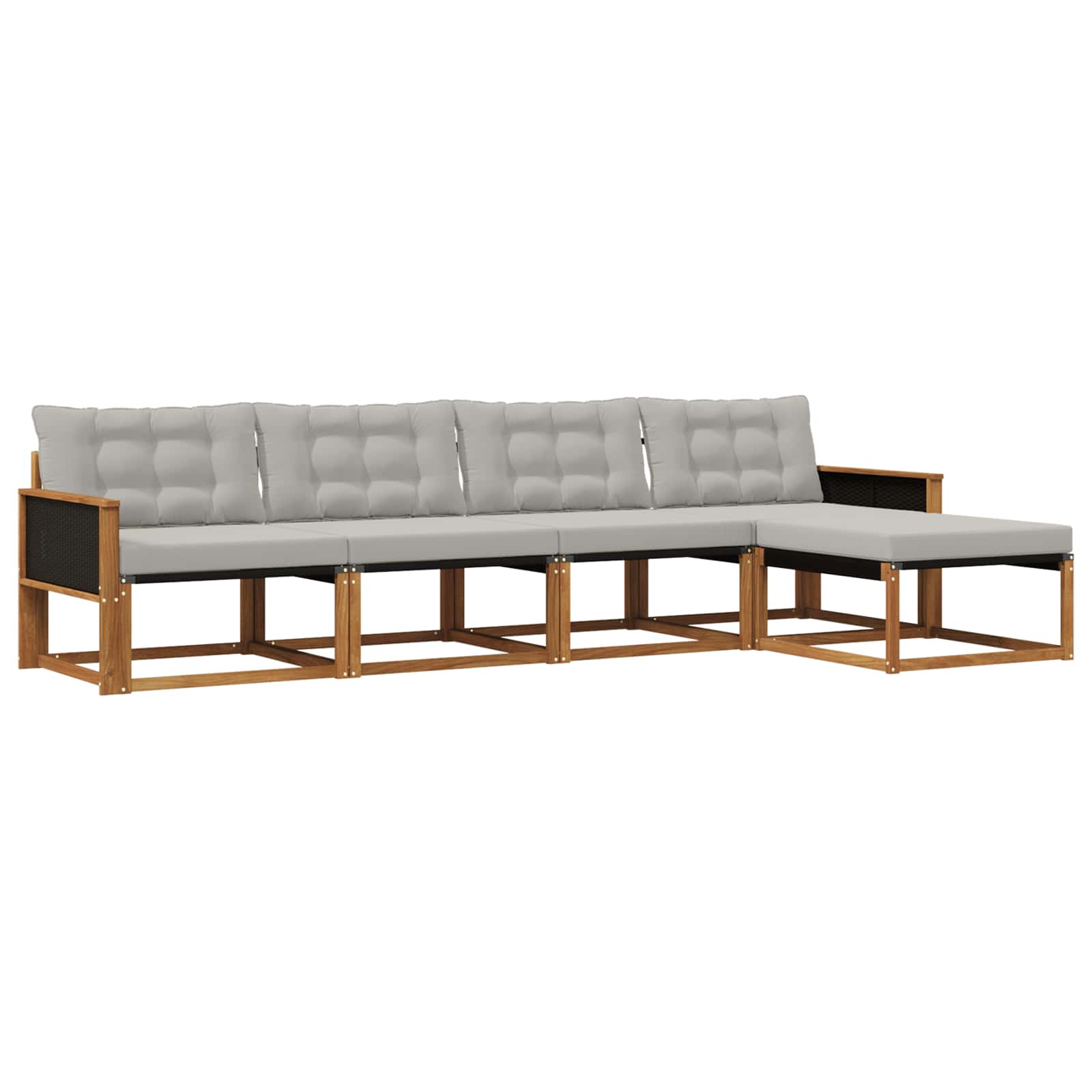 Outdoor-Sofagarnitur mit Kissen 5 pcs Natürlich und Hellgrau