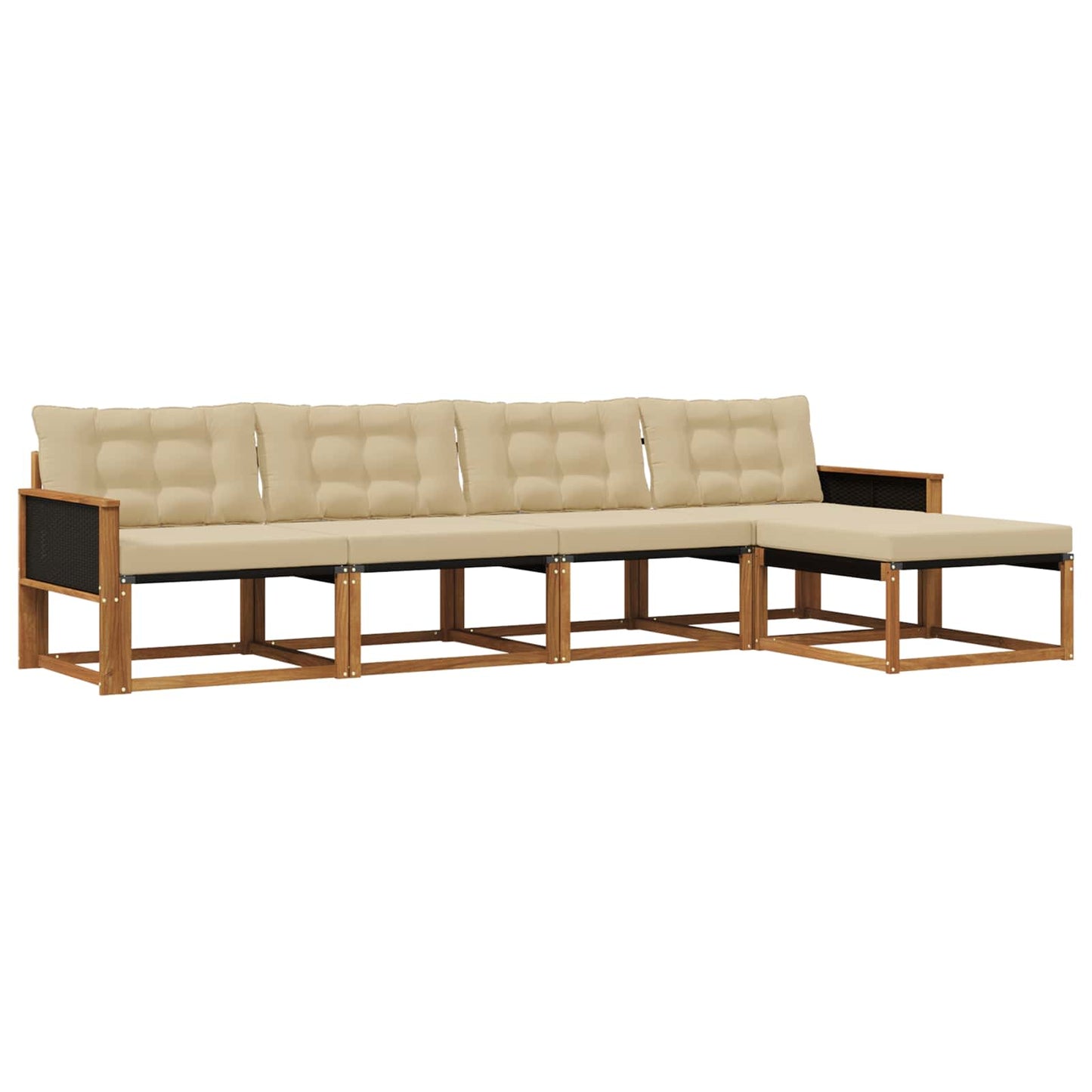 Outdoor-Sofagarnitur 5 stk. Natur und Beige