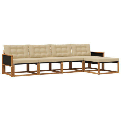 Outdoor-Sofagarnitur 5 stk. Natur und Beige
