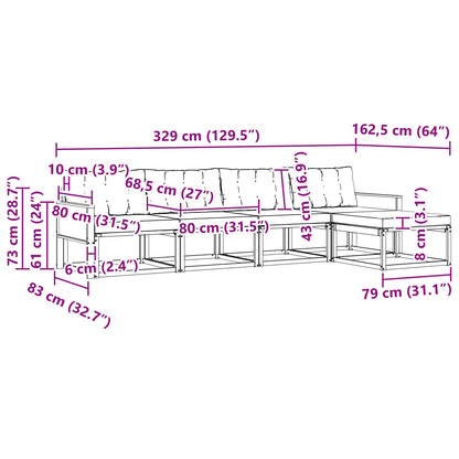 Outdoor-Sofagarnitur 5 stk. Natur und Beige