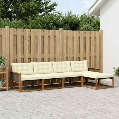 Outdoor-Sofagarnitur 5 stk. Natur und Creme