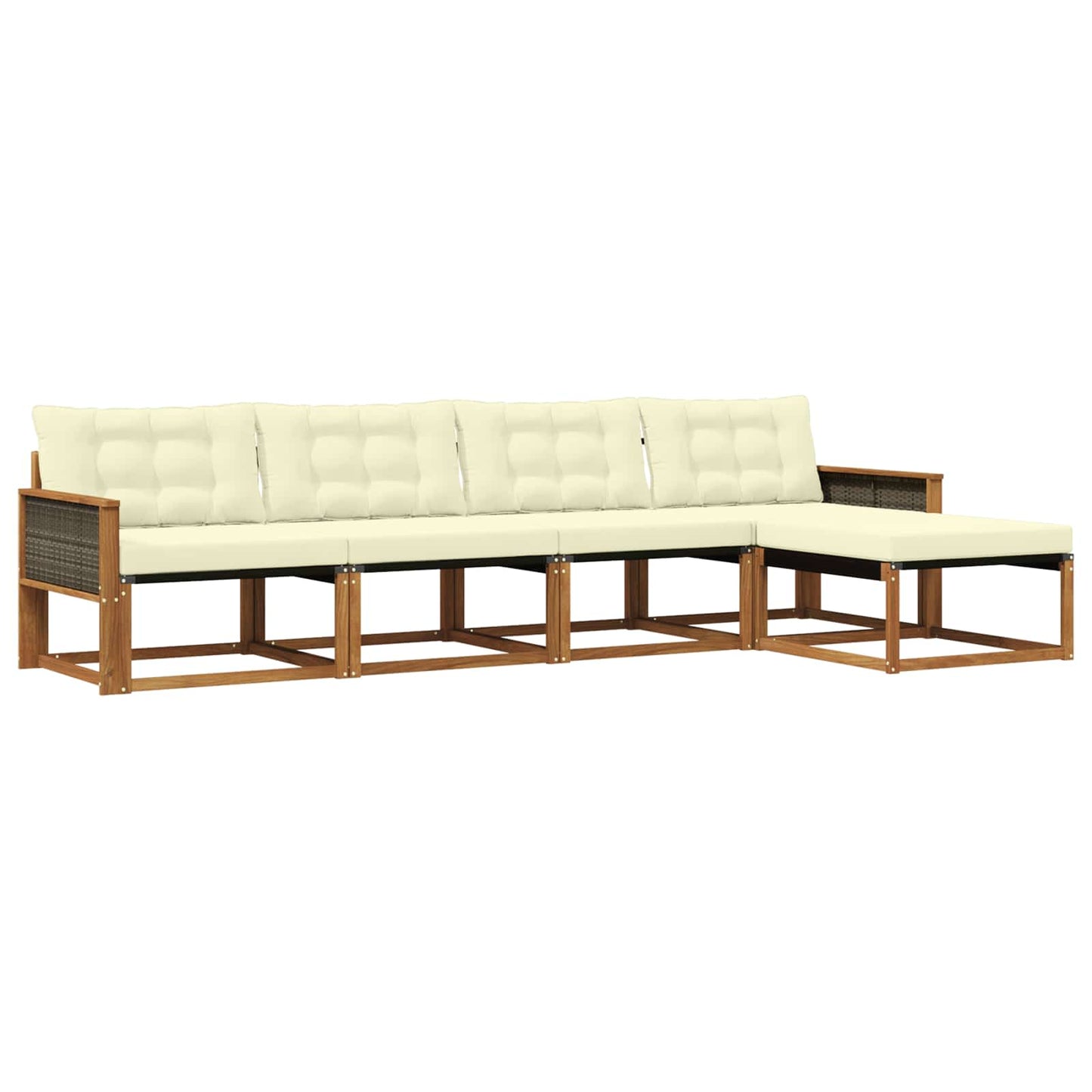 Outdoor-Sofagarnitur mit Kissen 5 pcs Natur und Creme