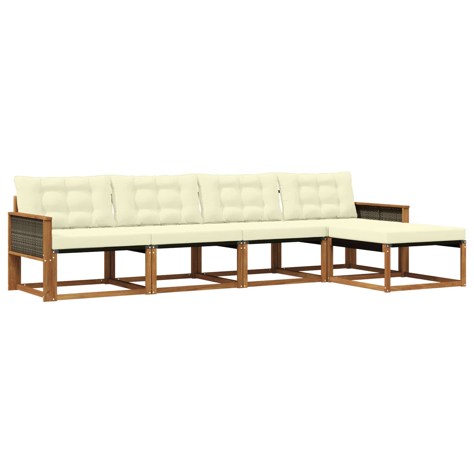 Outdoor-Sofagarnitur mit Kissen 5 pcs Natur und Creme