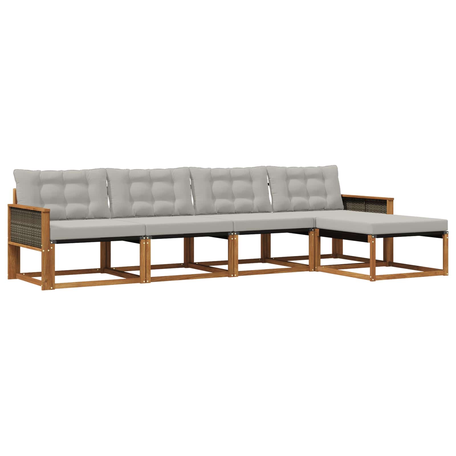 Outdoor-Sofagarnitur mit Kissen 5 pcs Natürlich und Hellgrau