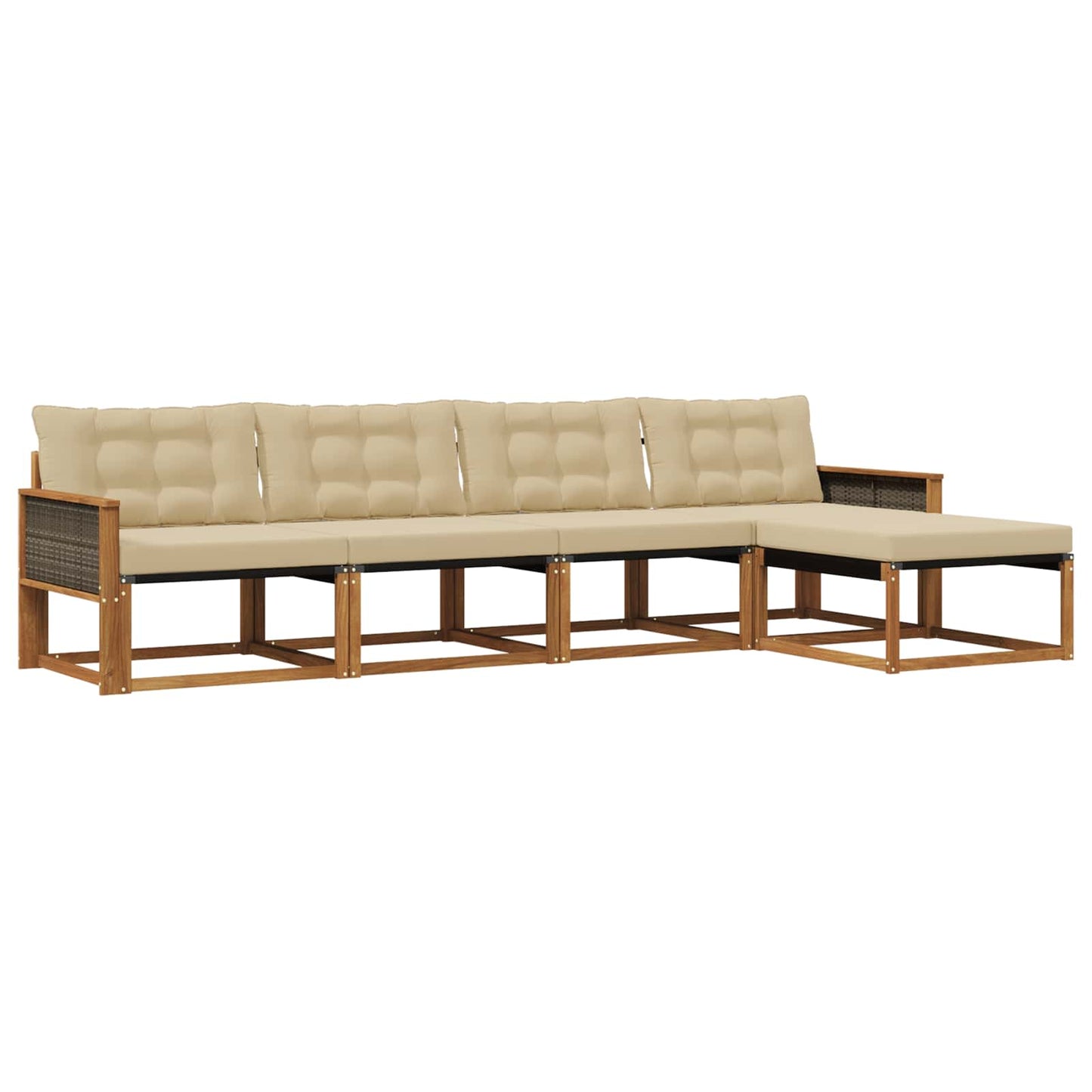Outdoor-Sofagarnitur mit Kissen 5 pcs Natur und Beige