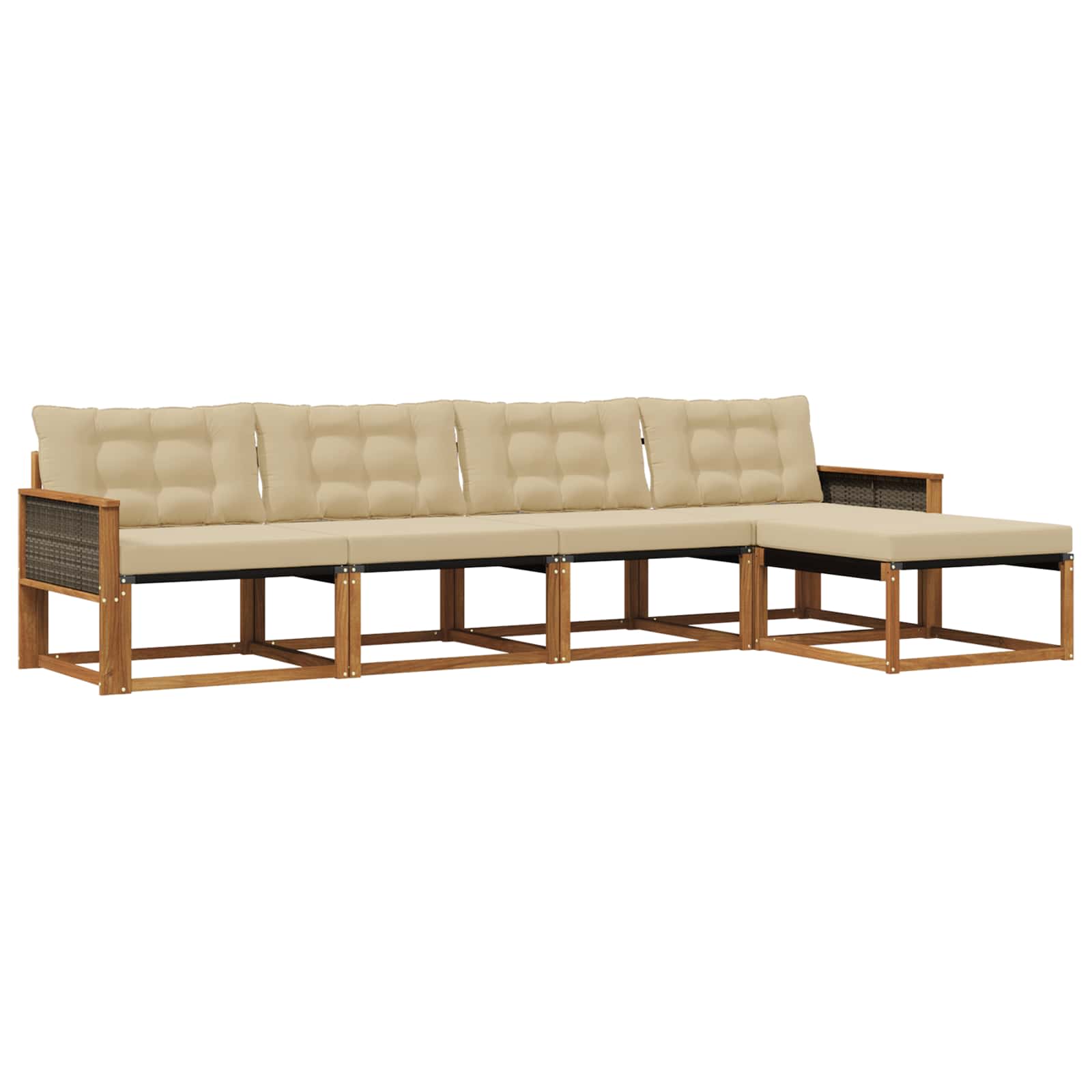 Outdoor-Sofagarnitur mit Kissen 5 pcs Natur und Beige