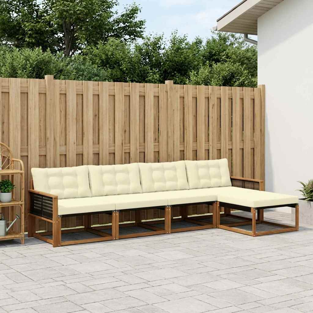 Outdoor-Sofagarnitur mit Kissen 5 pcs Natur und Creme