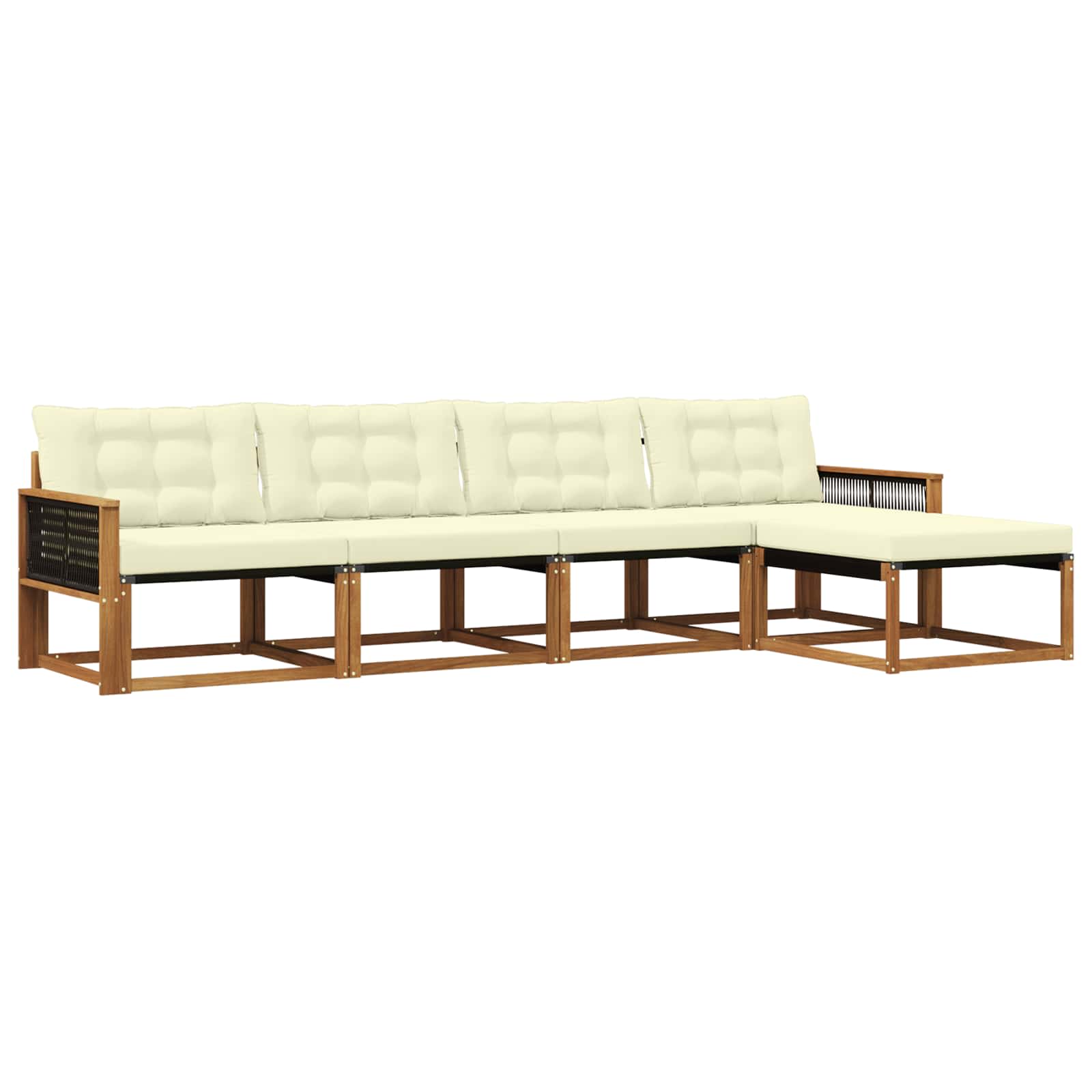 Outdoor-Sofagarnitur mit Kissen 5 pcs Natur und Creme
