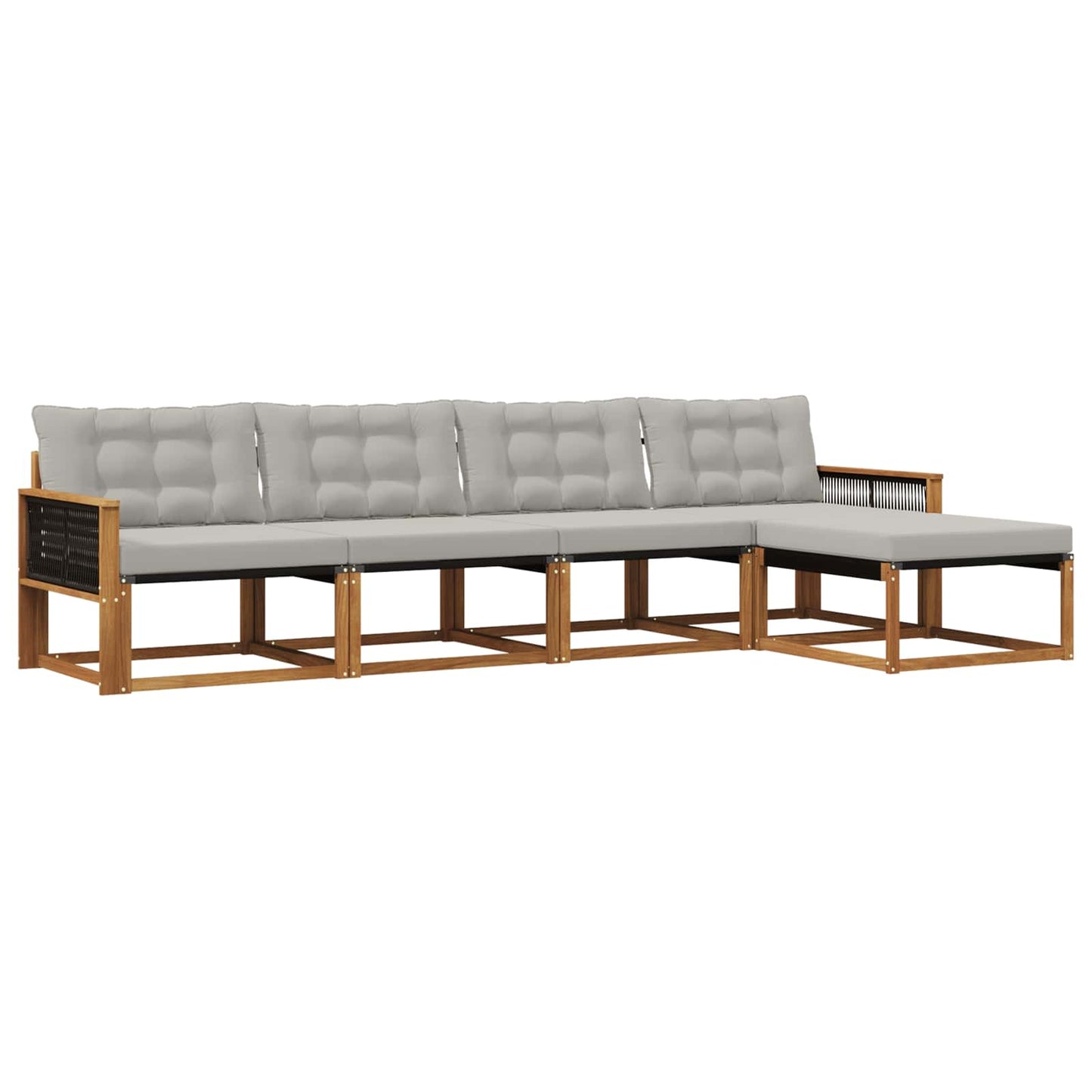 Outdoor-Sofagarnitur mit Kissen 5 pcs Natürlich und Hellgrau
