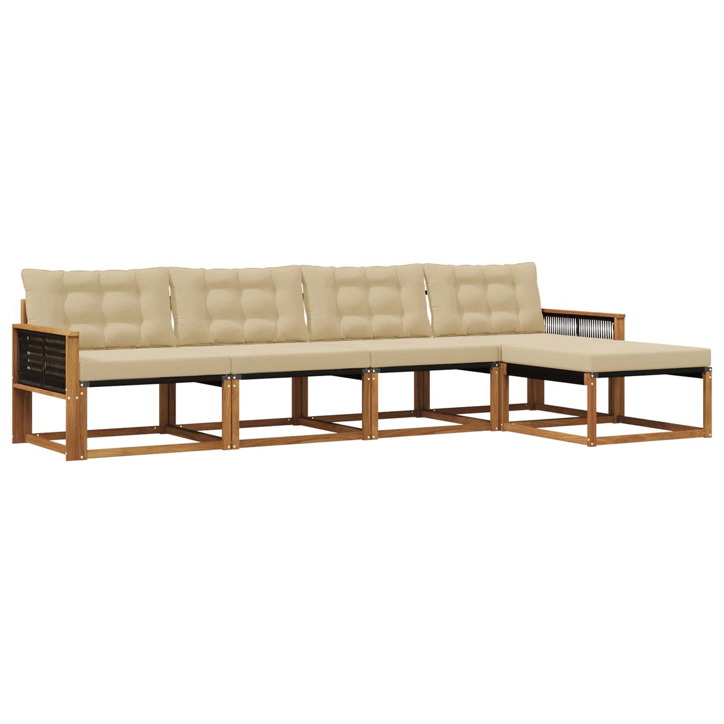 Outdoor-Sofagarnitur 5 stk. Natur und Beige