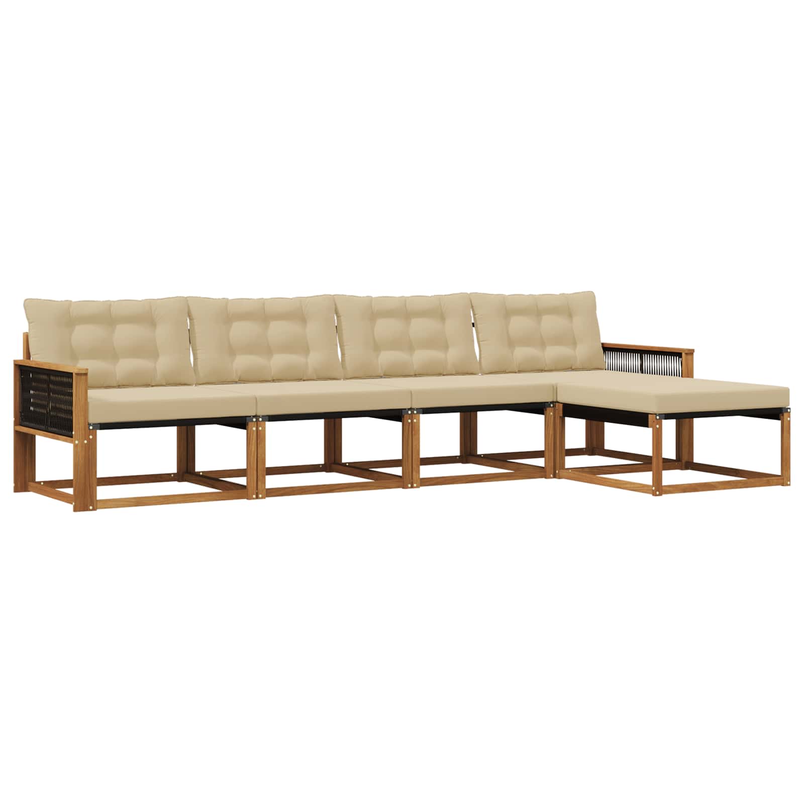 Outdoor-Sofagarnitur 5 stk. Natur und Beige