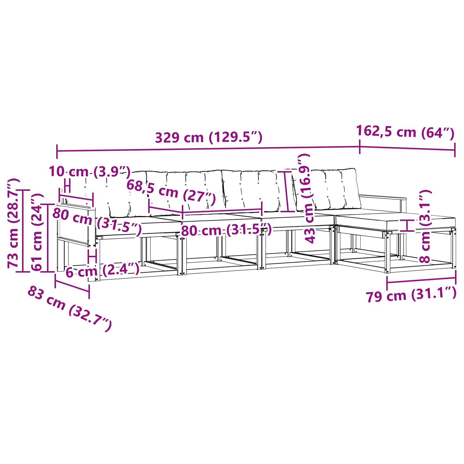 Outdoor-Sofagarnitur 5 stk. Natur und Beige