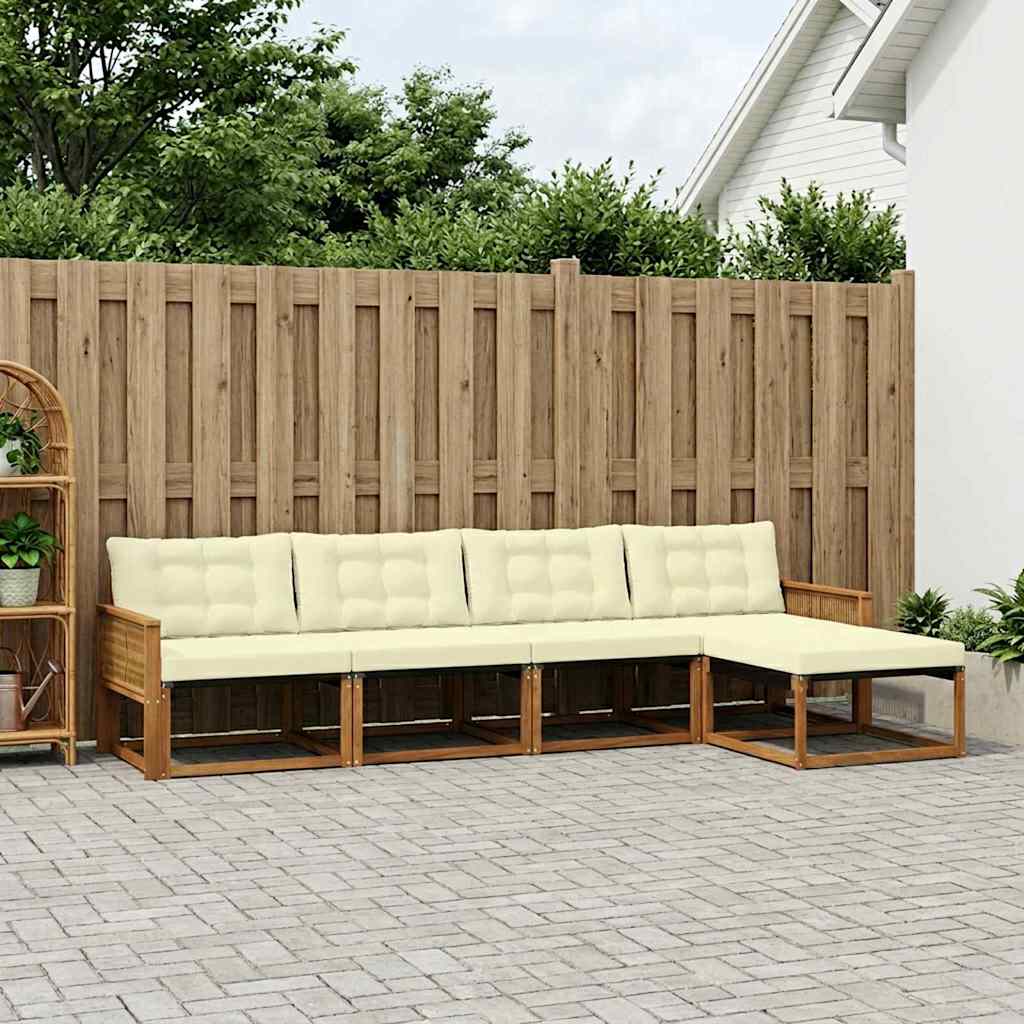 Outdoor-Sofagarnitur mit Kissen 5 pcs Natur und Creme