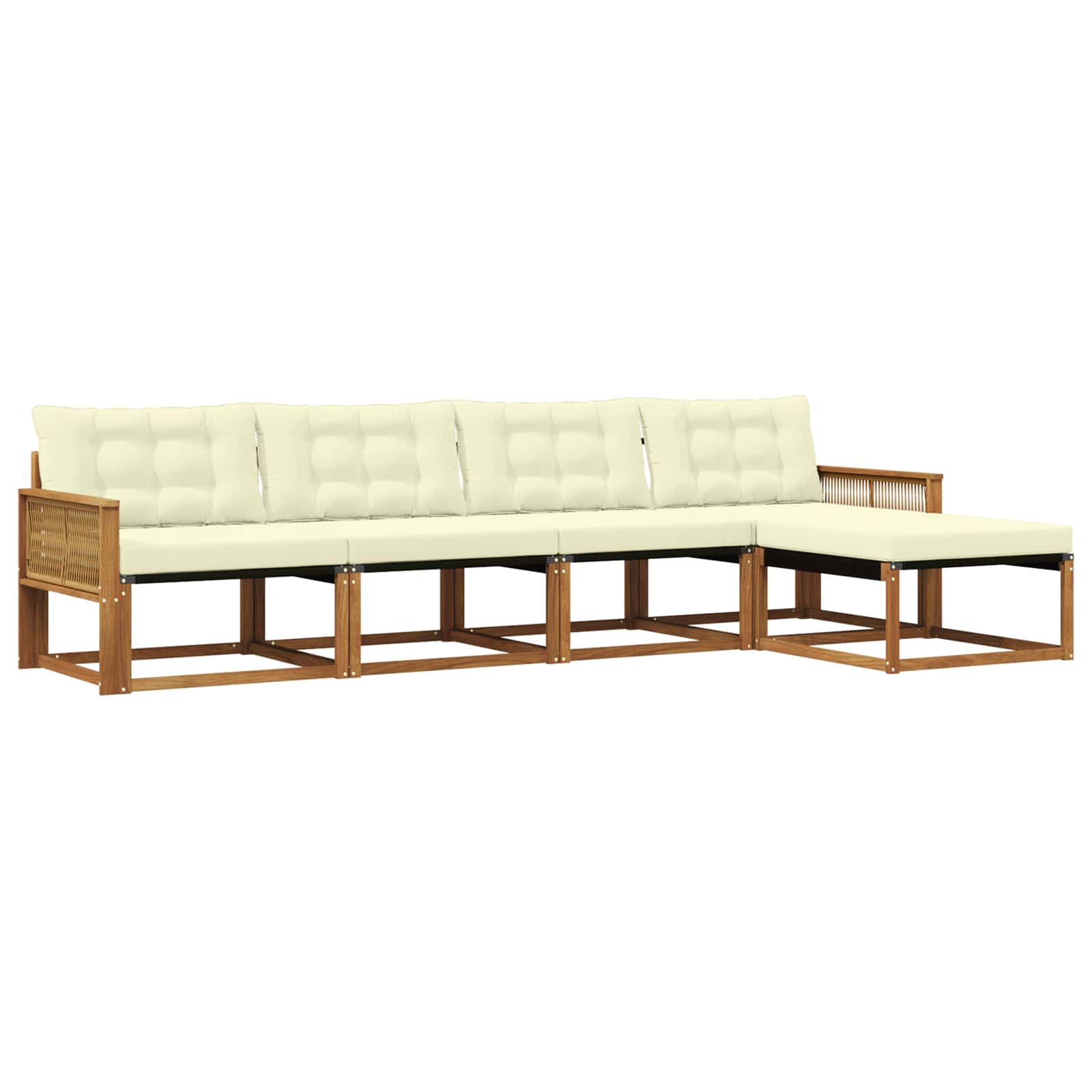 Outdoor-Sofagarnitur mit Kissen 5 pcs Natur und Creme