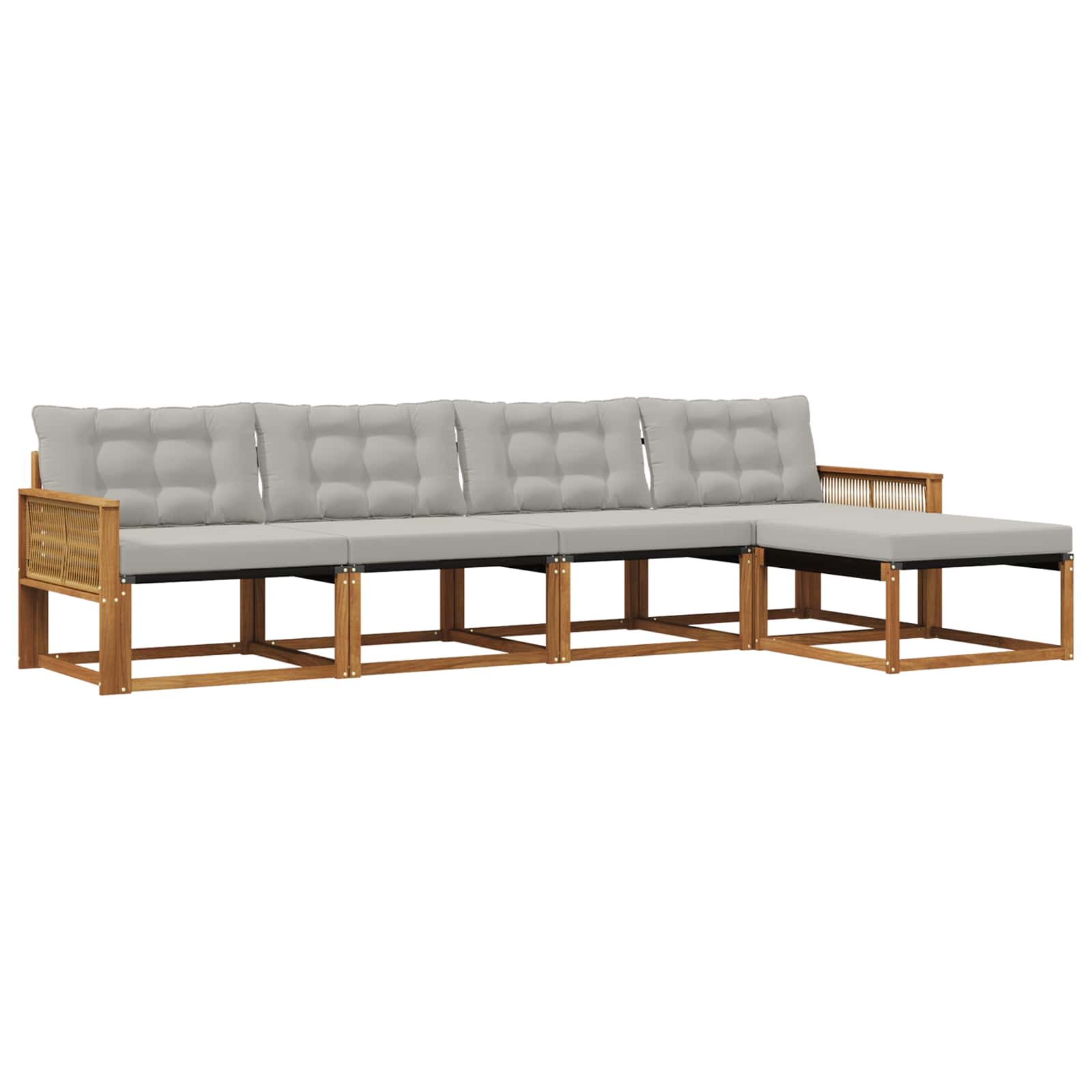 Outdoor-Sofagarnitur mit Kissen 5 pcs Natürlich und Hellgrau