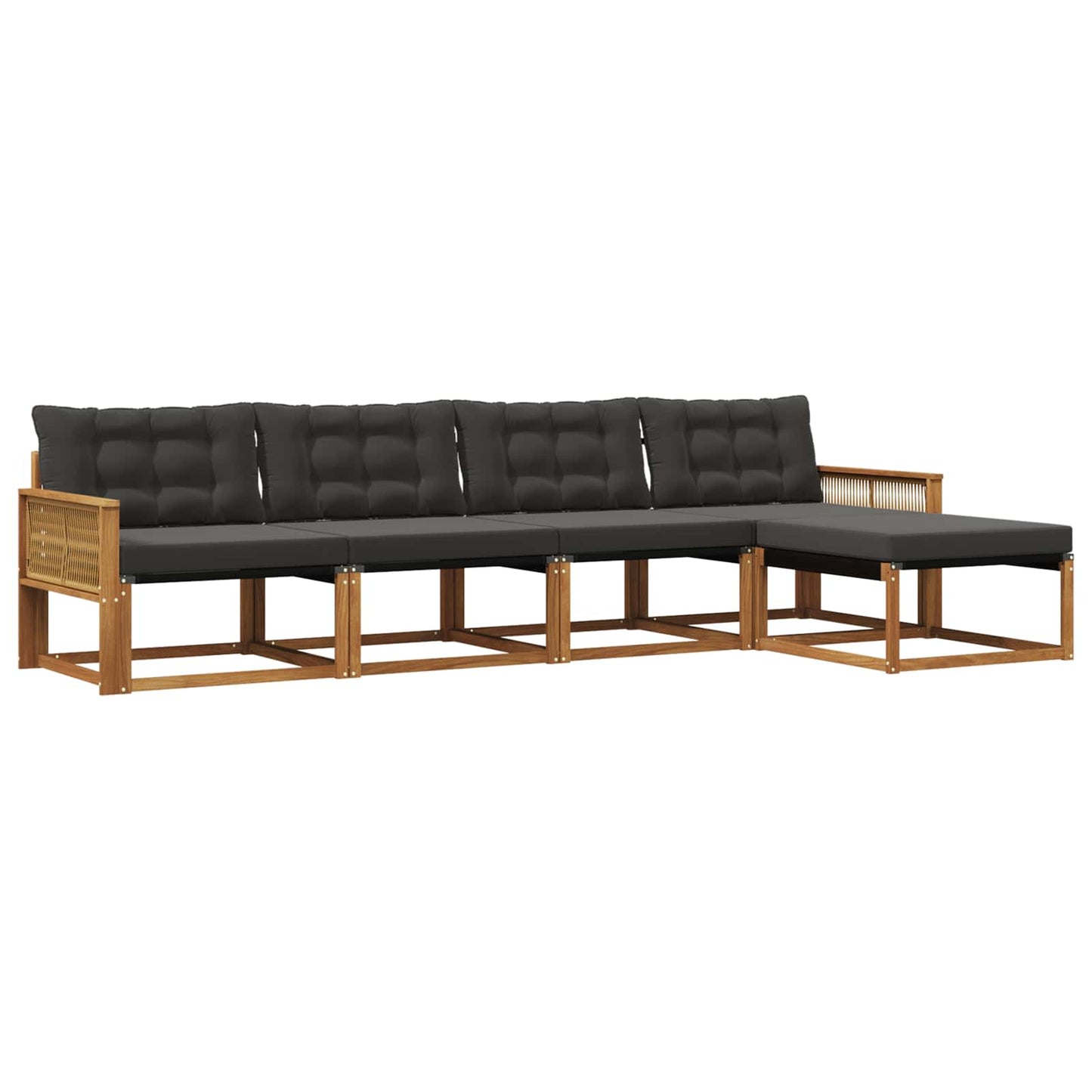 Outdoor-Sofagarnitur mit Kissen 5 pcs Natürlich und Schwarz