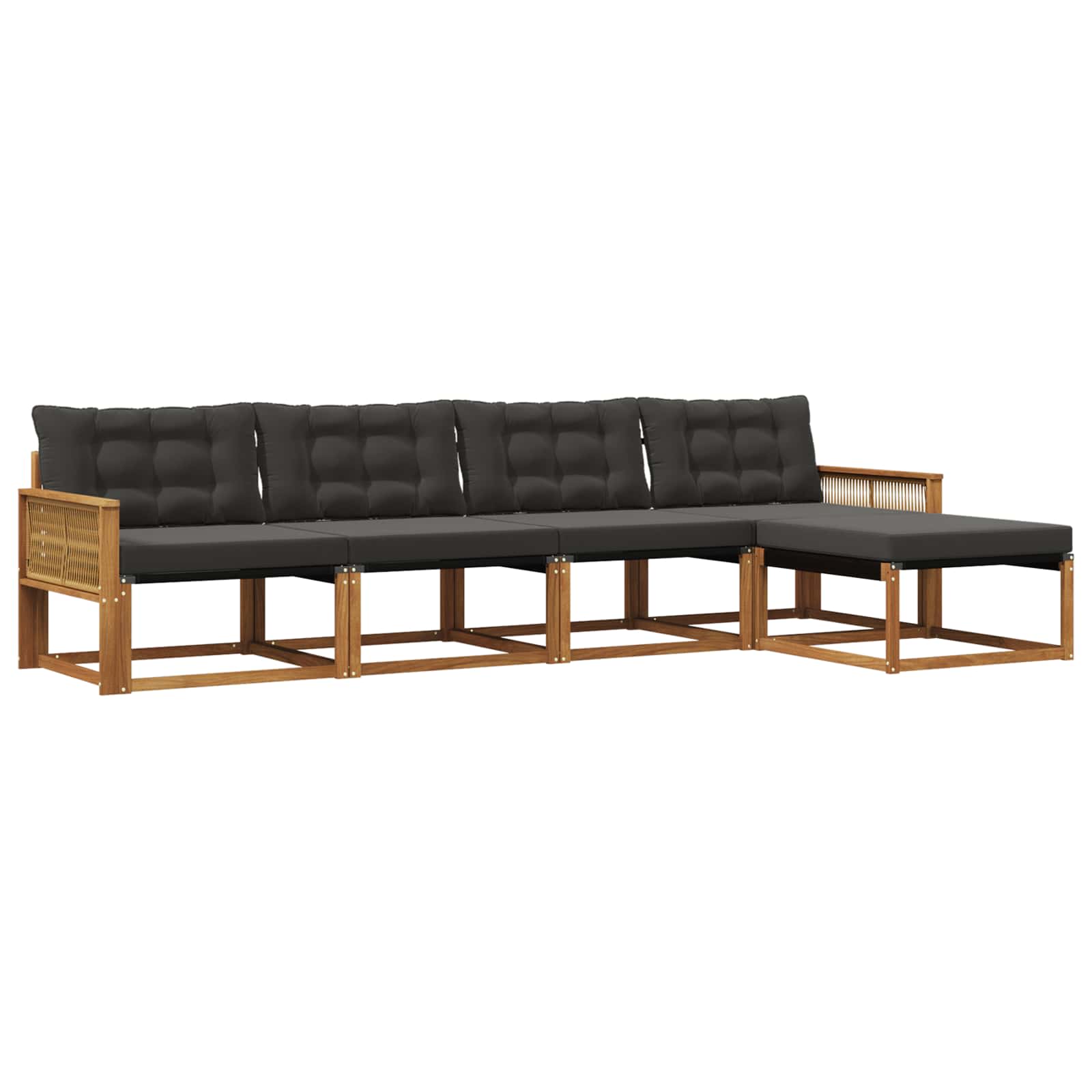 Outdoor-Sofagarnitur mit Kissen 5 pcs Natürlich und Schwarz