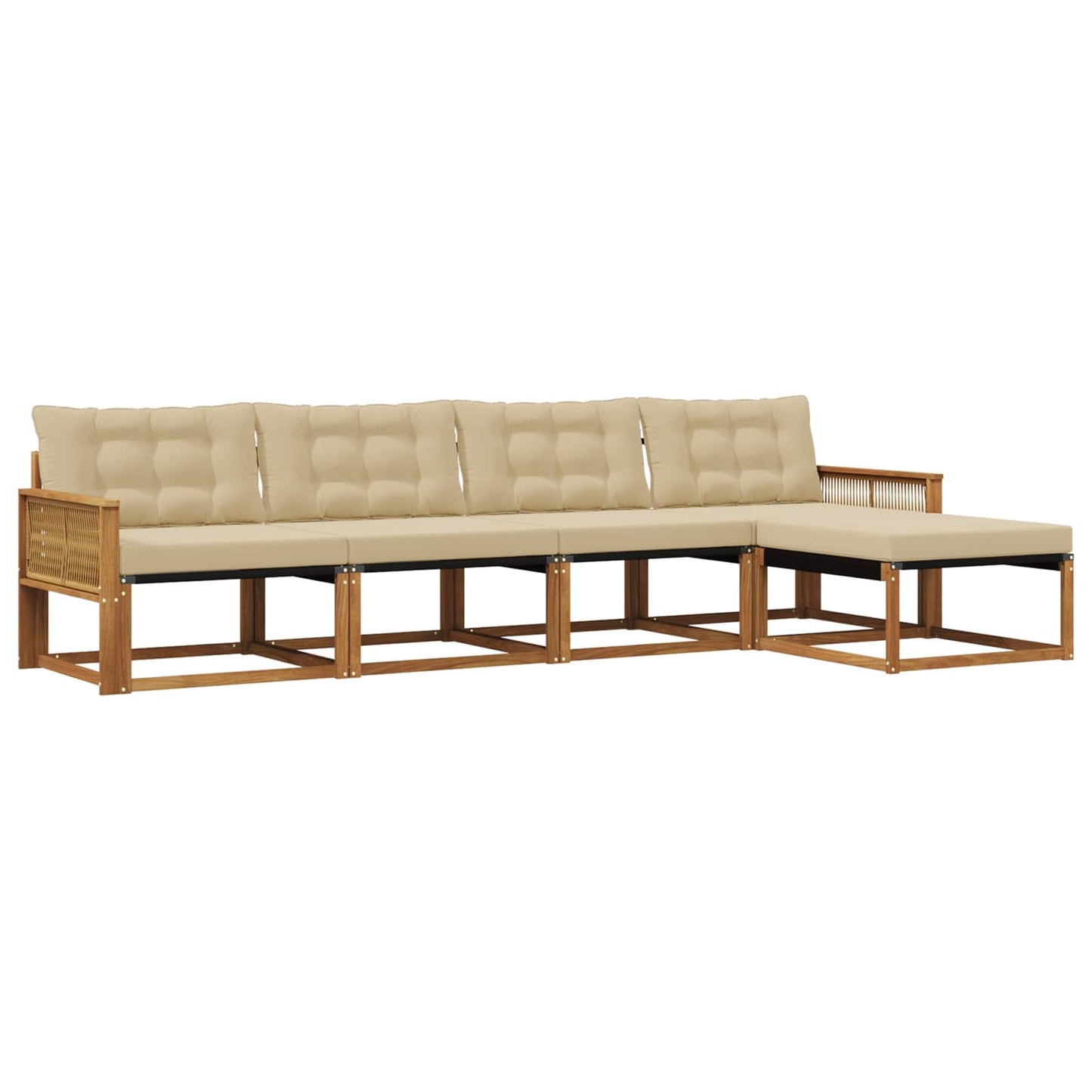 Outdoor-Sofagarnitur mit Kissen 5 pcs Natur und Beige