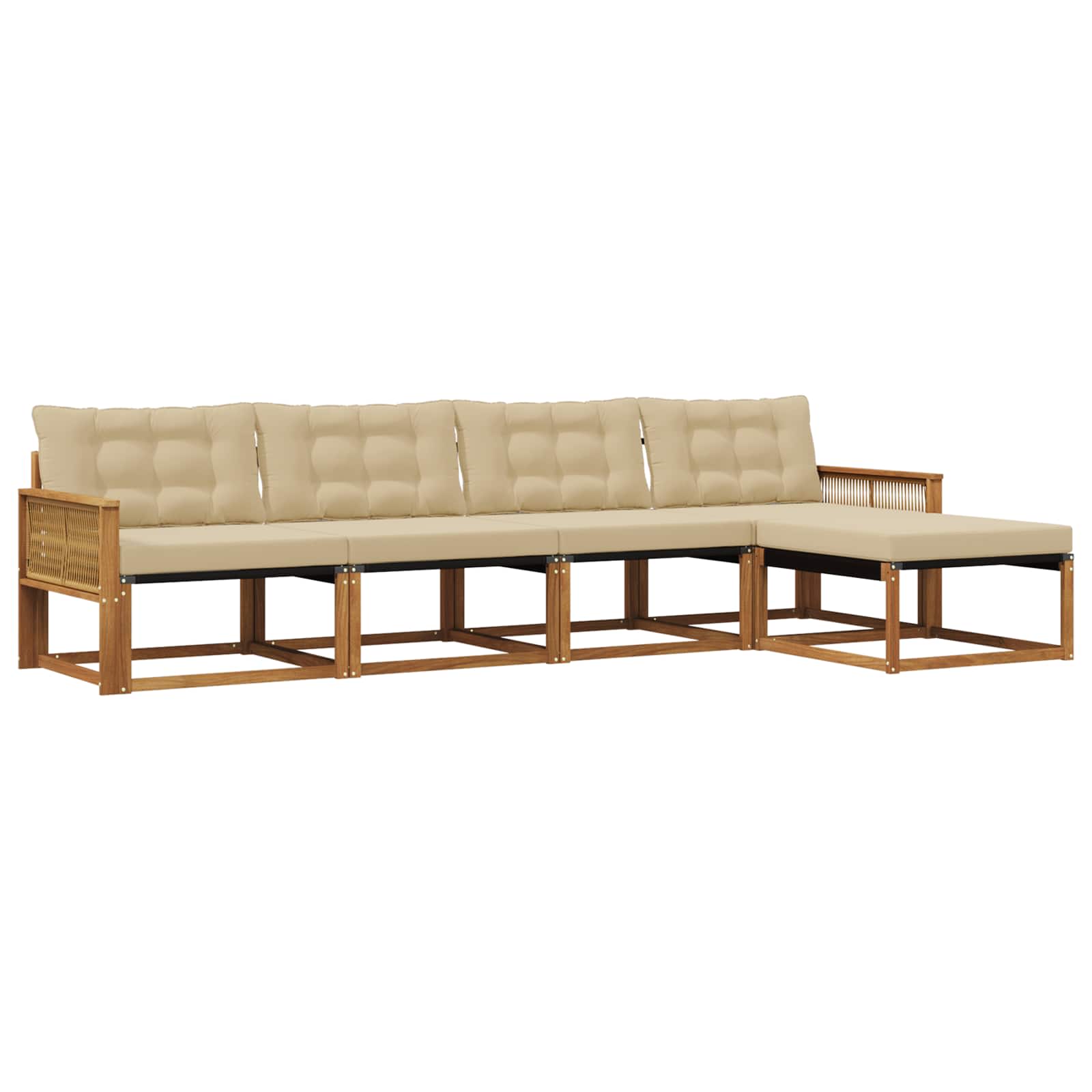 Outdoor-Sofagarnitur mit Kissen 5 pcs Natur und Beige