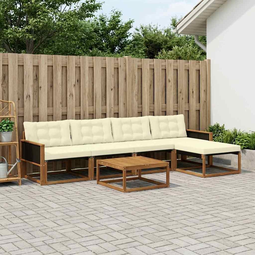 Outdoor-Sofagarnitur mit Kissen 6 pcs Natur und Creme