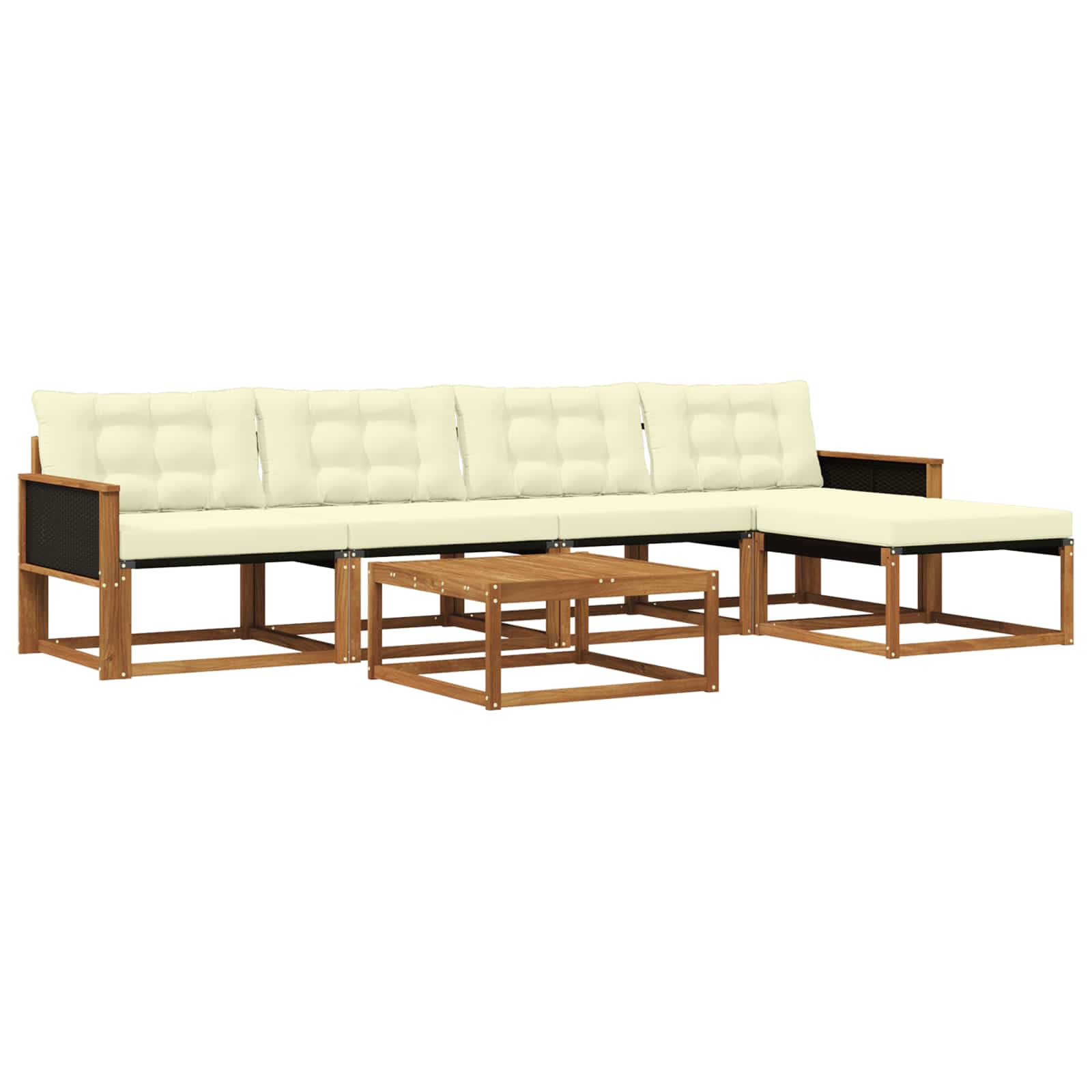 Outdoor-Sofagarnitur mit Kissen 6 pcs Natur und Creme