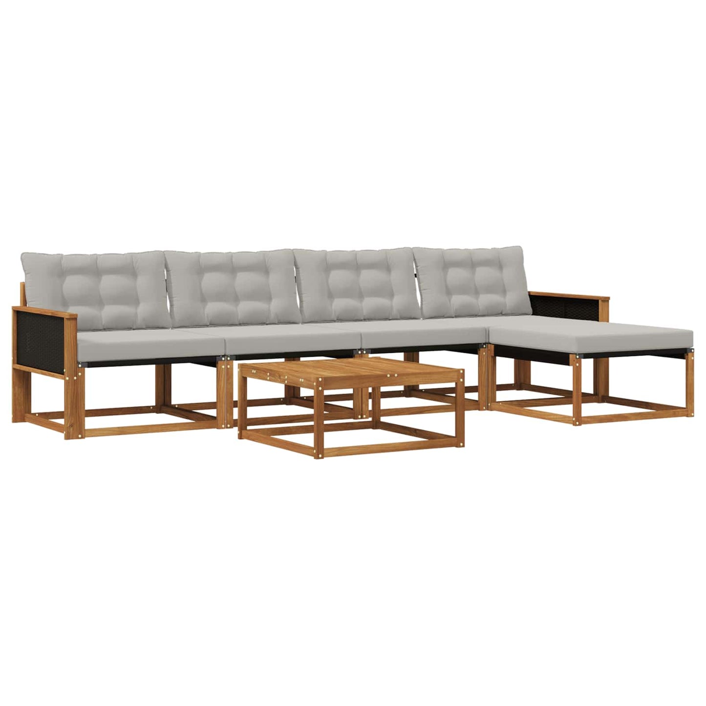 Outdoor-Sofagarnitur mit Kissen 6 pcs Natürlich und Hellgrau