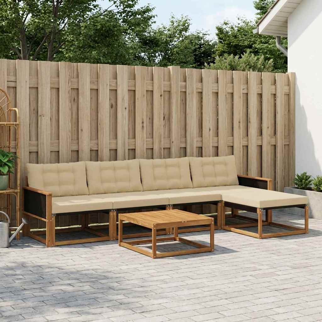 Outdoor-Sofagarnitur mit Kissen 6 pcs Natur und Beige