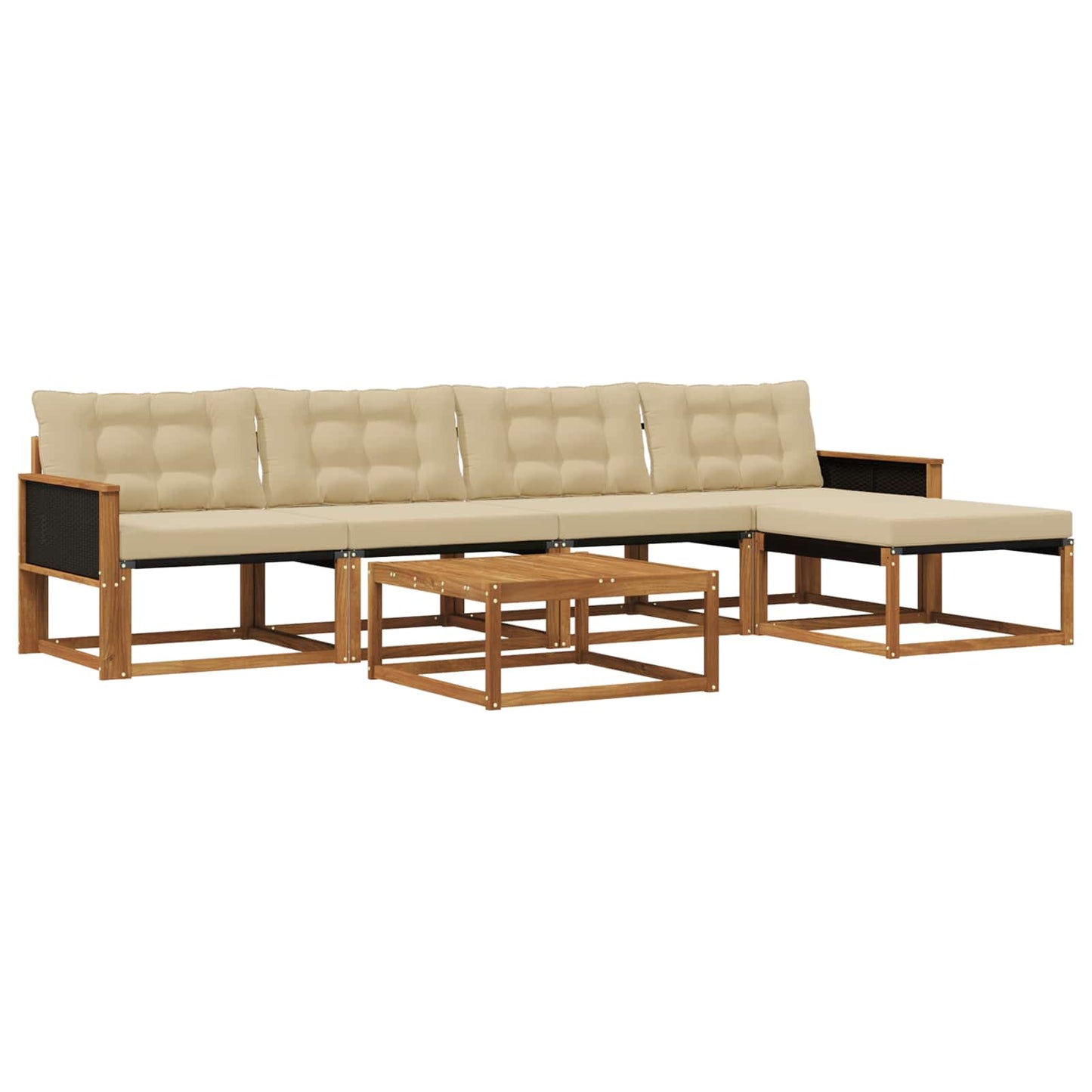Outdoor-Sofagarnitur mit Kissen 6 pcs Natur und Beige