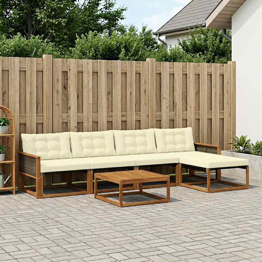 Outdoor-Sofagarnitur mit Kissen 6 pcs Natur und Creme