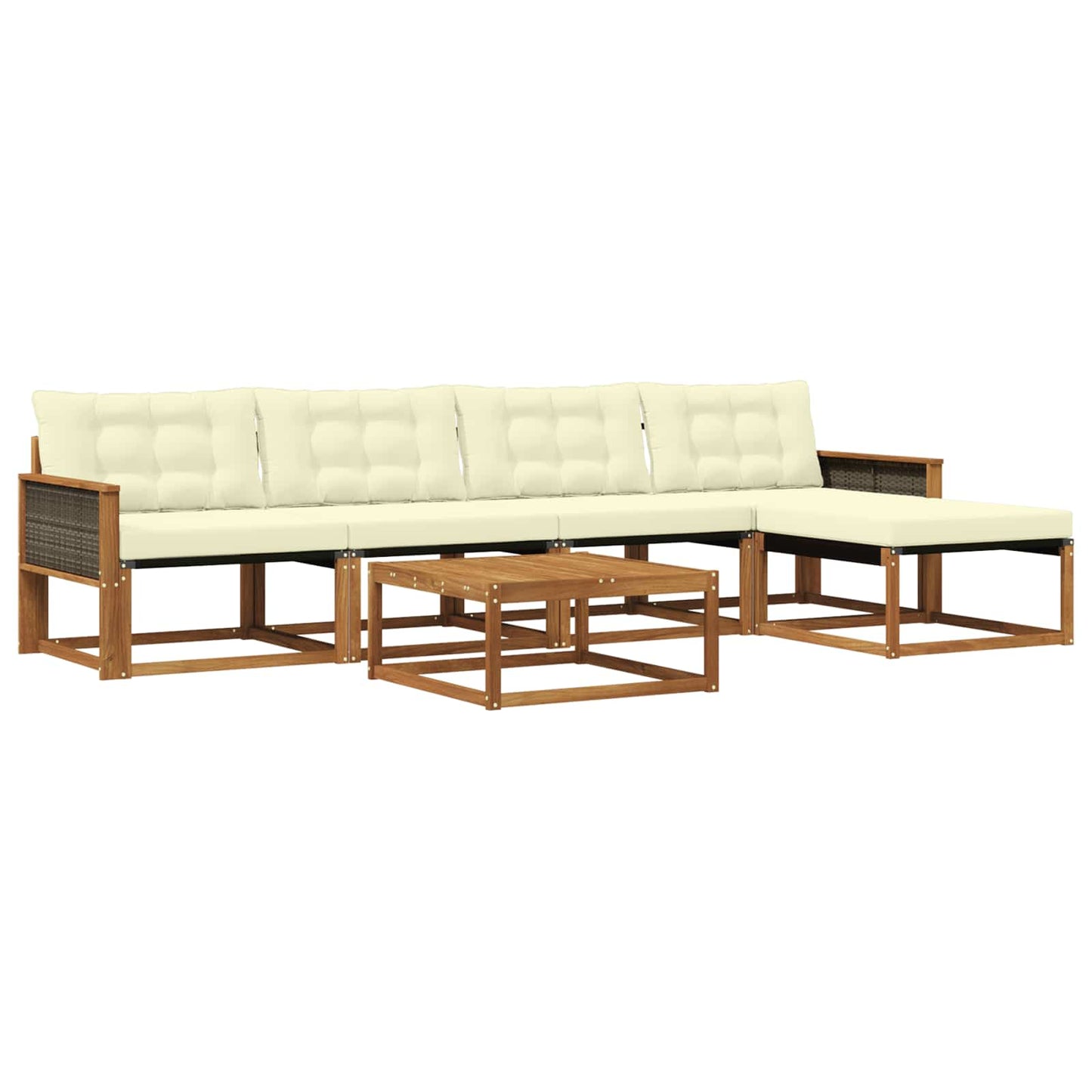 Outdoor-Sofagarnitur mit Kissen 6 pcs Natur und Creme