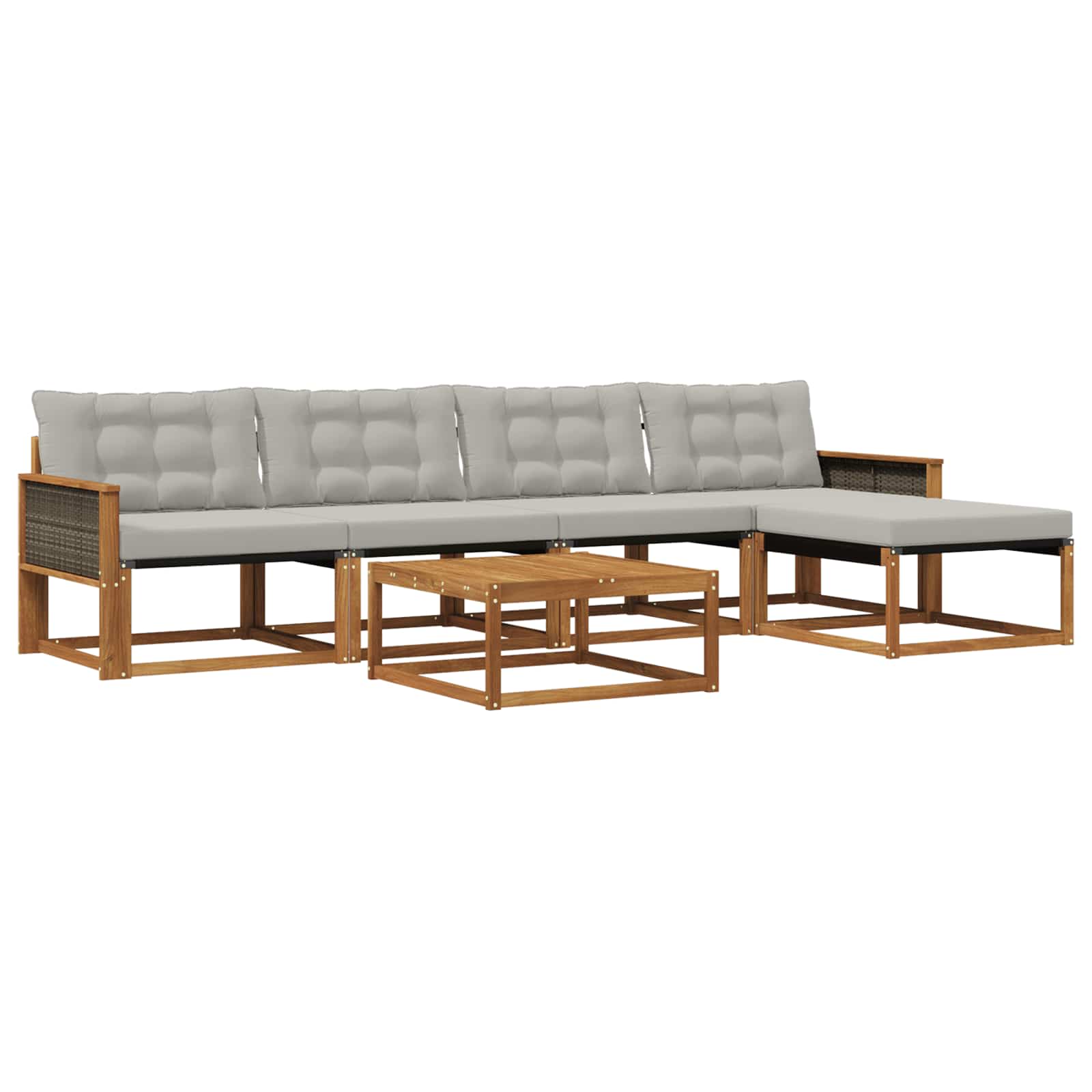 Outdoor-Sofagarnitur mit Kissen 6 pcs Natürlich und Hellgrau